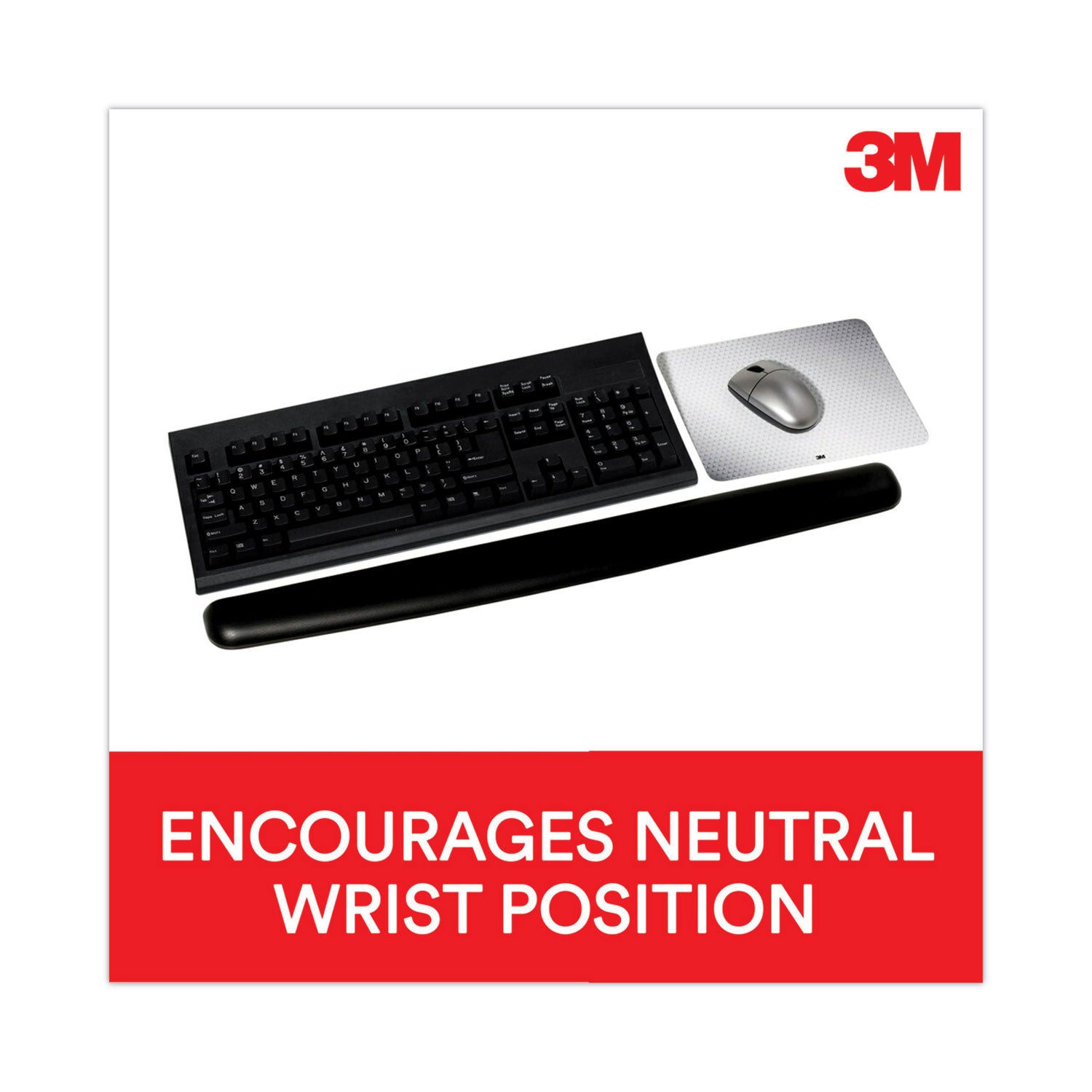 3M Gel Wrist Rest - 2.50" Height x 25" Width - Black - 1 Each