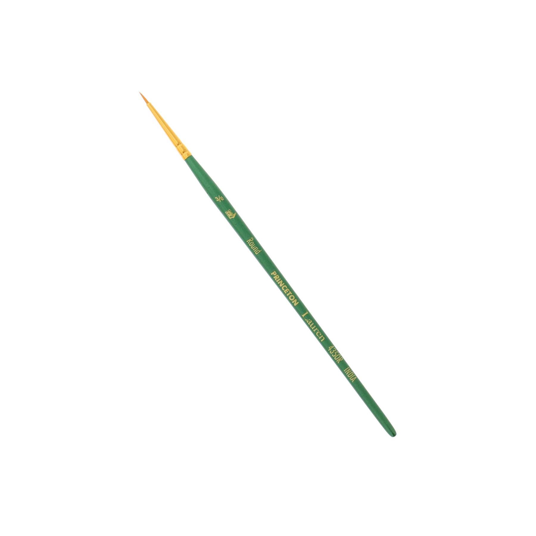 Lauren Round Brush, Synthetic Bristles, Short Handle Watercolor Paintbrush, Evergreen, Size 3/0, 1 Count