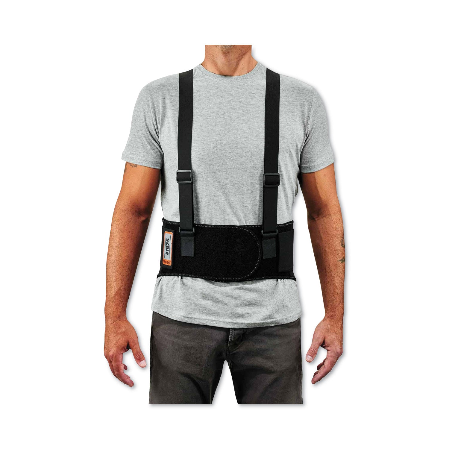 Ergodyne ProFlex 1625 Elastic Back Support Brace - 30" to 34" Waist Size - Black - Elastic, Polypropylene, Rubber - 1 Each