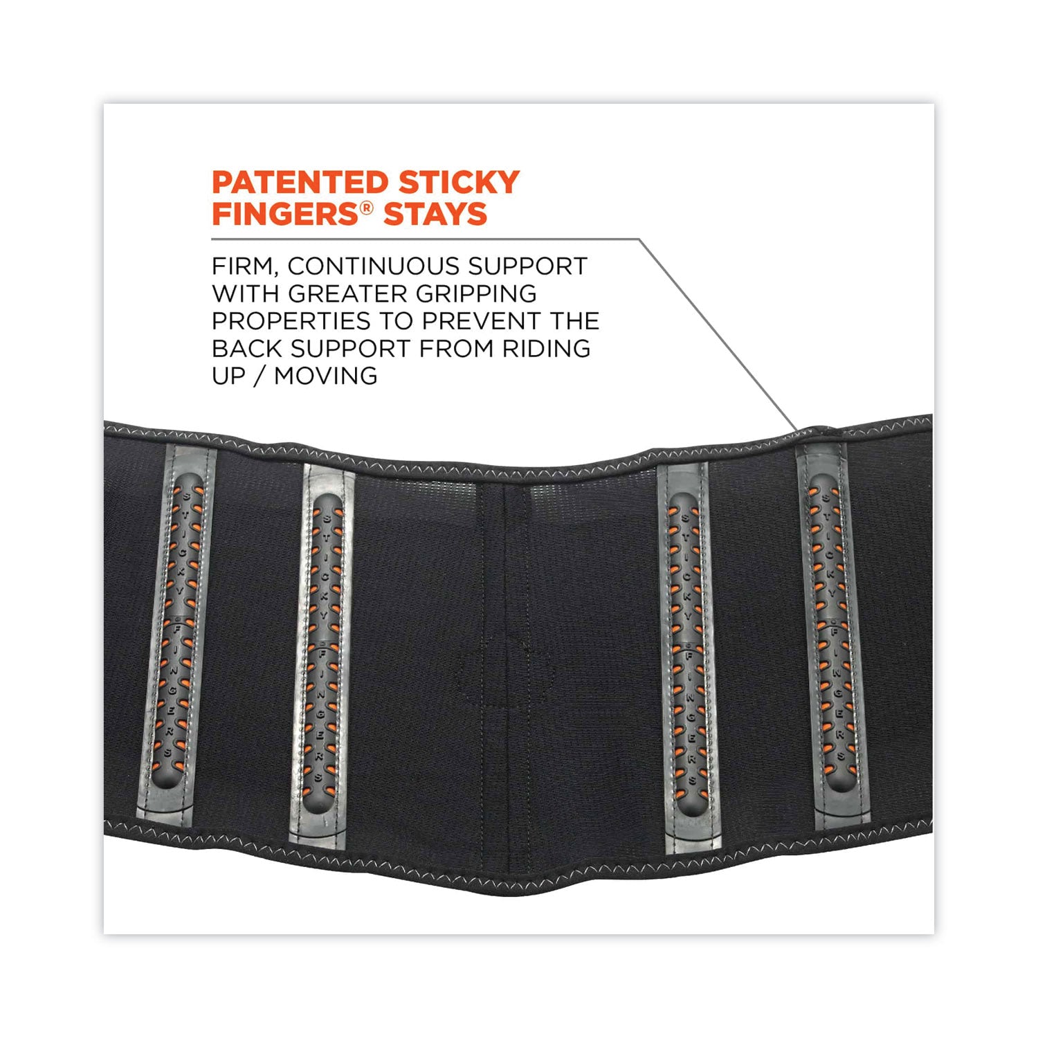 Ergodyne ProFlex 1100SF Spandex Back Support Brace - 46" to 52" Waist Size - Black - 280D Spandex, Elastic - 1 Each