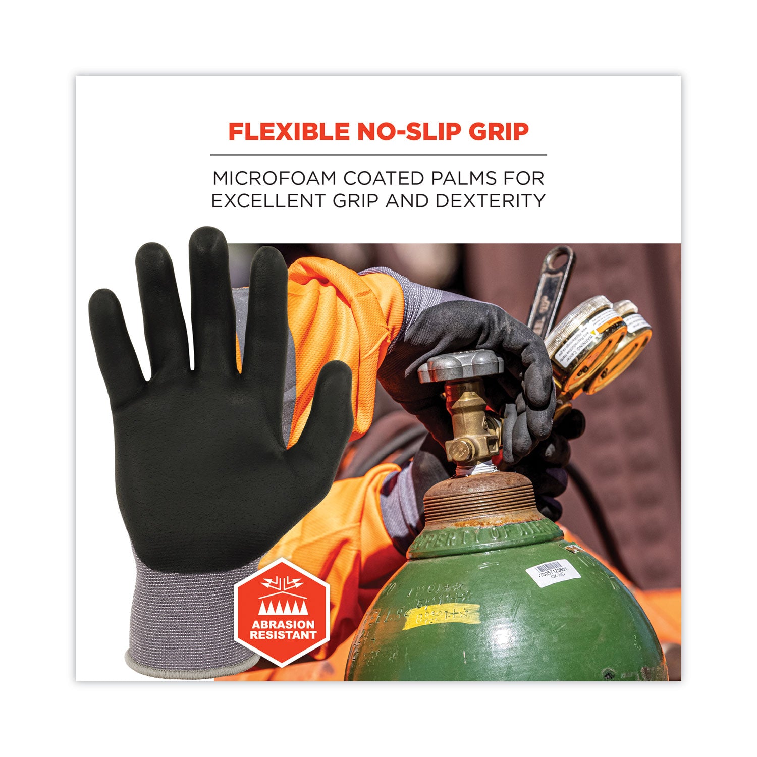 Ergodyne ProFlex 7000 Nitrile-Coated Gloves, X-Large, Gray, Microfoam Nitrile Palm, Touchscreen Capable, Abrasion and Cut Resistant, Lightweight, Flexible, Snug Fit, 2 Pairs per Pack