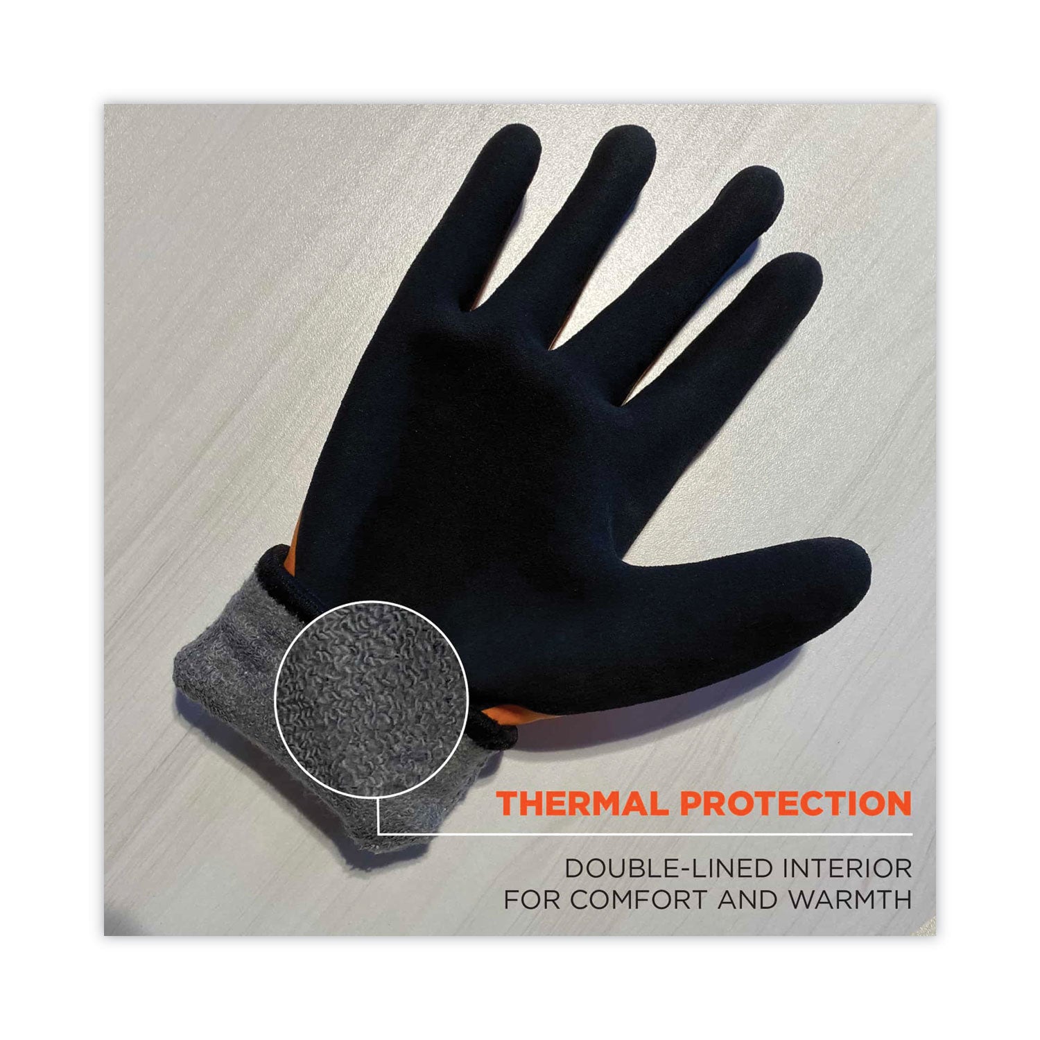 Ergodyne ProFlex 7551 A5 Coated Waterproof Gloves, Large, Orange, Nitrile & Latex Coating, Cut/Water/Cold/Puncture/Abrasion/Slash Resistant, Superior Grip, Machine Washable, 2 Pairs, 12 Carton