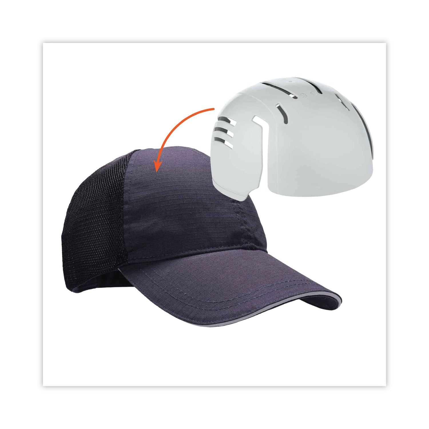 Ergodyne Skullerz 8946 Standard Baseball Cap with Insert, One Size, Navy, Reflective, Adjustable, Breathable, Lightweight, Comfortable, Machine Washable, Hook & Loop Closure, Mesh Back, 1 Each