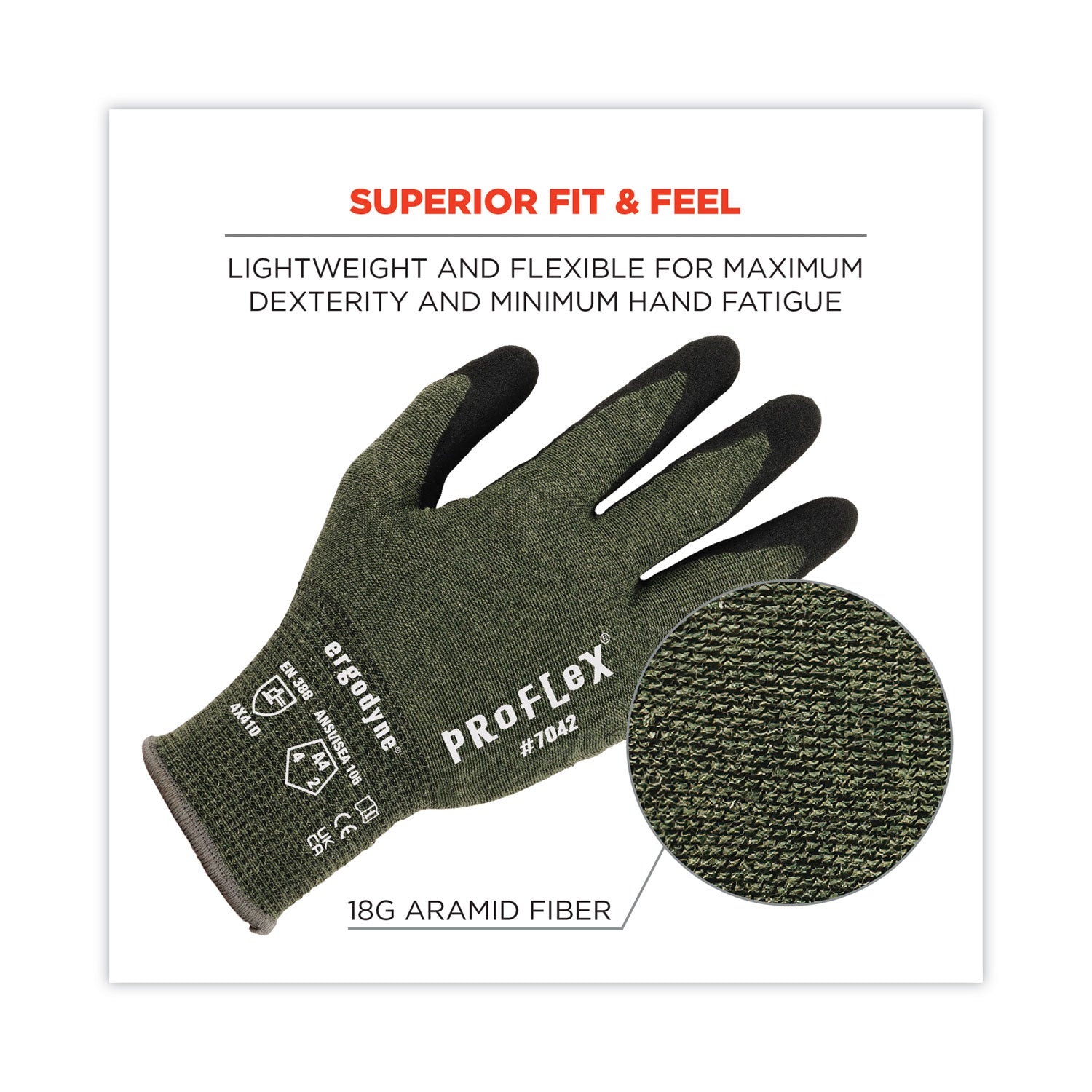 ProFlex 7042 ANSI A4 Nitrile-Coated CR Gloves, Green, Medium, Pair