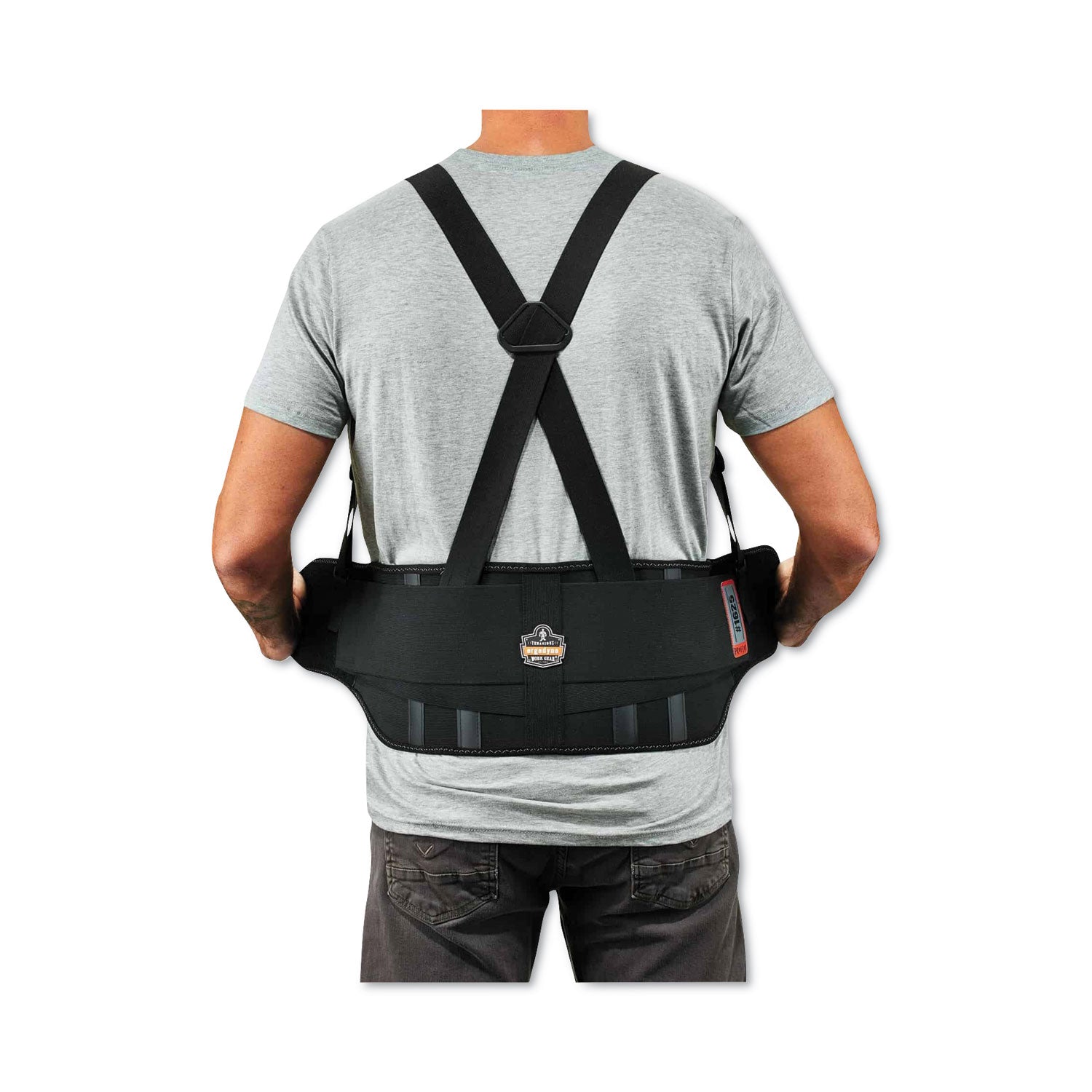 Ergodyne ProFlex 1625 Elastic Back Support Brace - 42" to 46" Waist Size - Black - Elastic, Polypropylene, Rubber - 1 Each