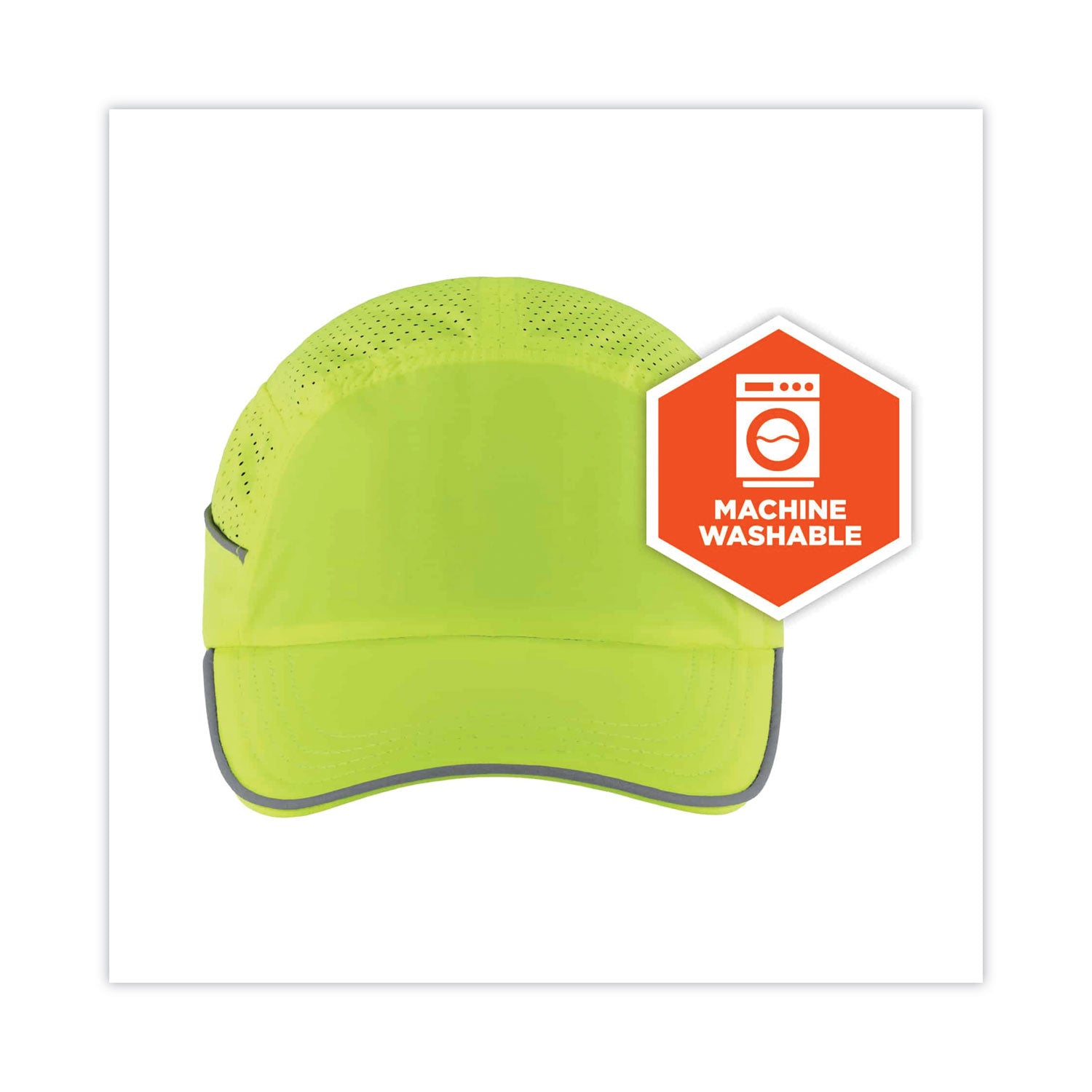 Ergodyne Skullerz 8955 Lightweight Bump Cap Hat, Lime, High-Density Polyethylene Shell, Vented, Reflective, Breathable, Removable Liner, Machine Washable, Impact Resistant, 1 Each
