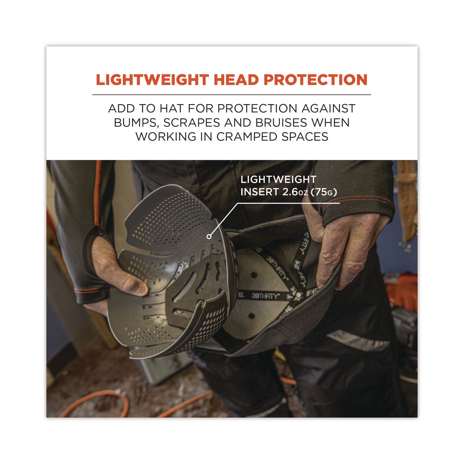 Recommended for: Mechanic, Baggage Handling, Factory, Industrial - Bump, Scrape, Bruise Protection - Polyethylene - Charcoal - Lightweight, Vented, Breathable, Impact Resistant, Durable, Comfortable, Padded - 1 Each
