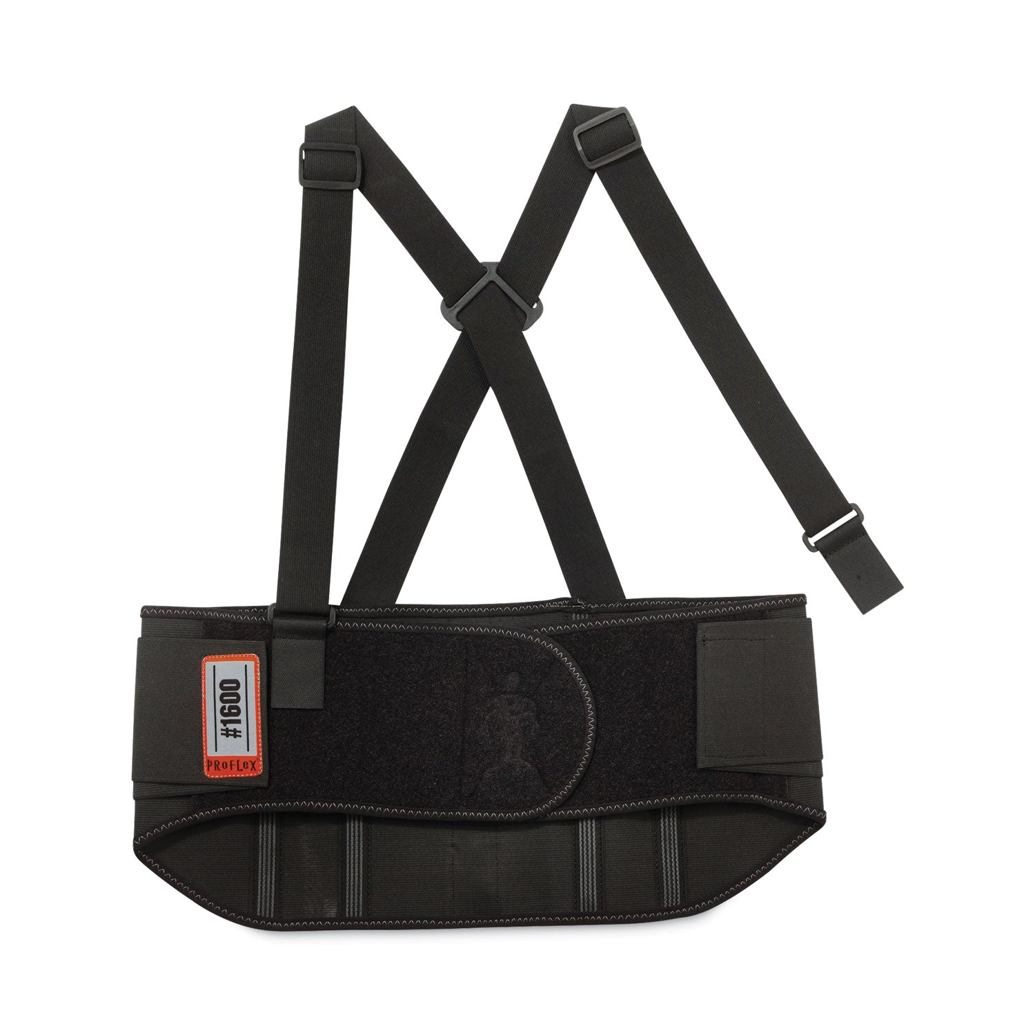 Ergodyne ProFlex 1600 Standard Back Support Brace - 25" Waist Size - Black - Polypropylene, Elastic, Rubber - 1 Each