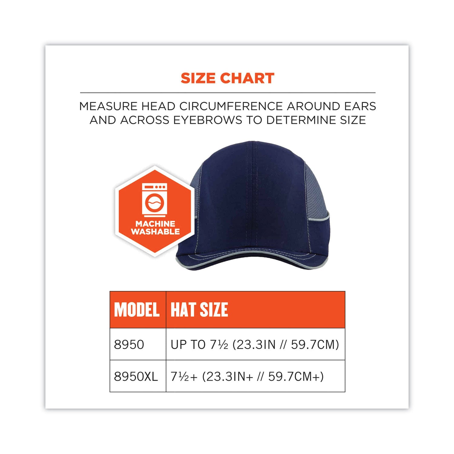 Ergodyne 8950XL Bump Cap Hat - Recommended for: Industrial, Mechanic, Factory, Home, Baggage Handling - X-Large - Bump, Scrape, Head Protection - Navy - Comfortable, Impact Resistant, Machine Washable, Removable - 1 Each