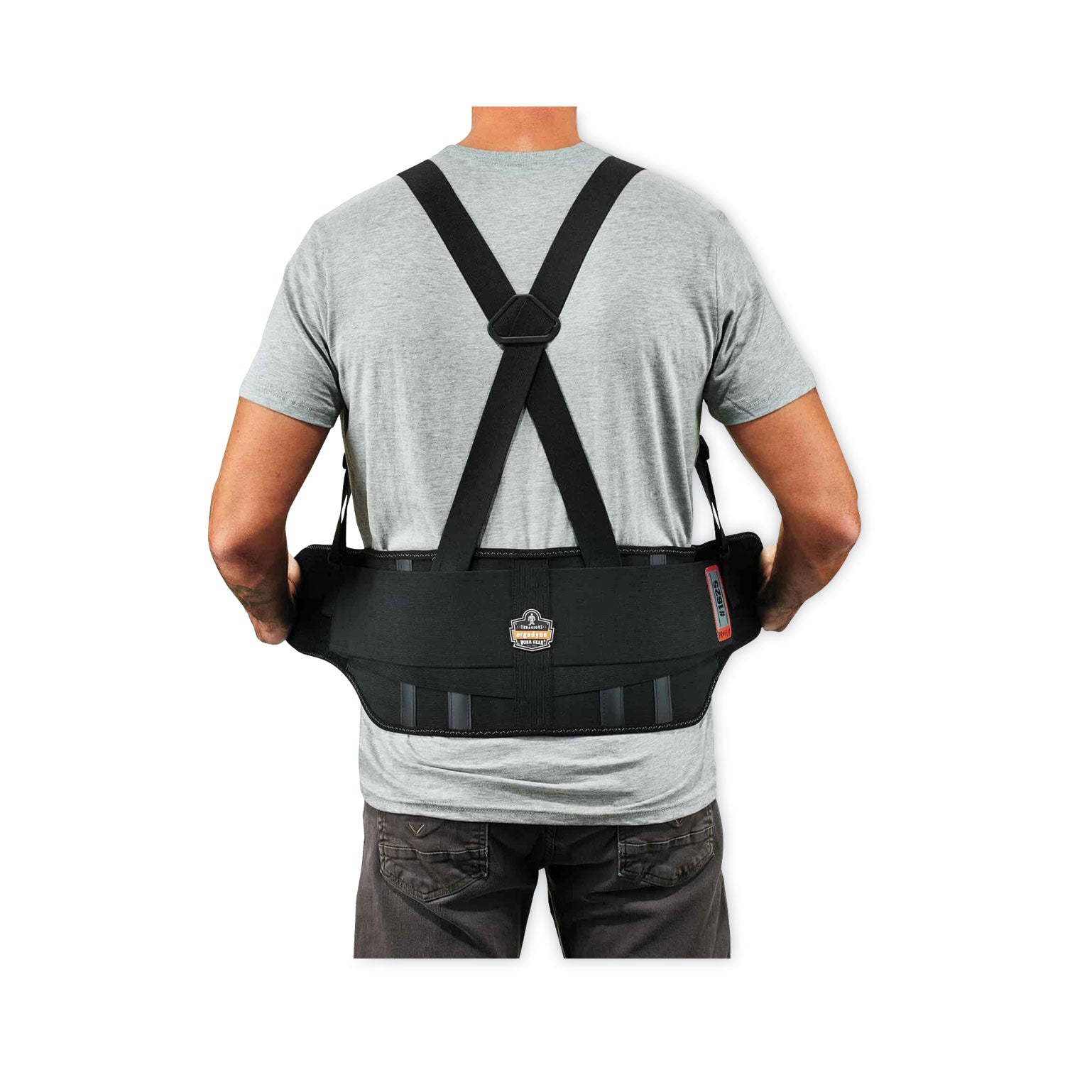 Ergodyne ProFlex 1625 Elastic Back Support Brace - 30" to 34" Waist Size - Black - Elastic, Polypropylene, Rubber - 1 Each