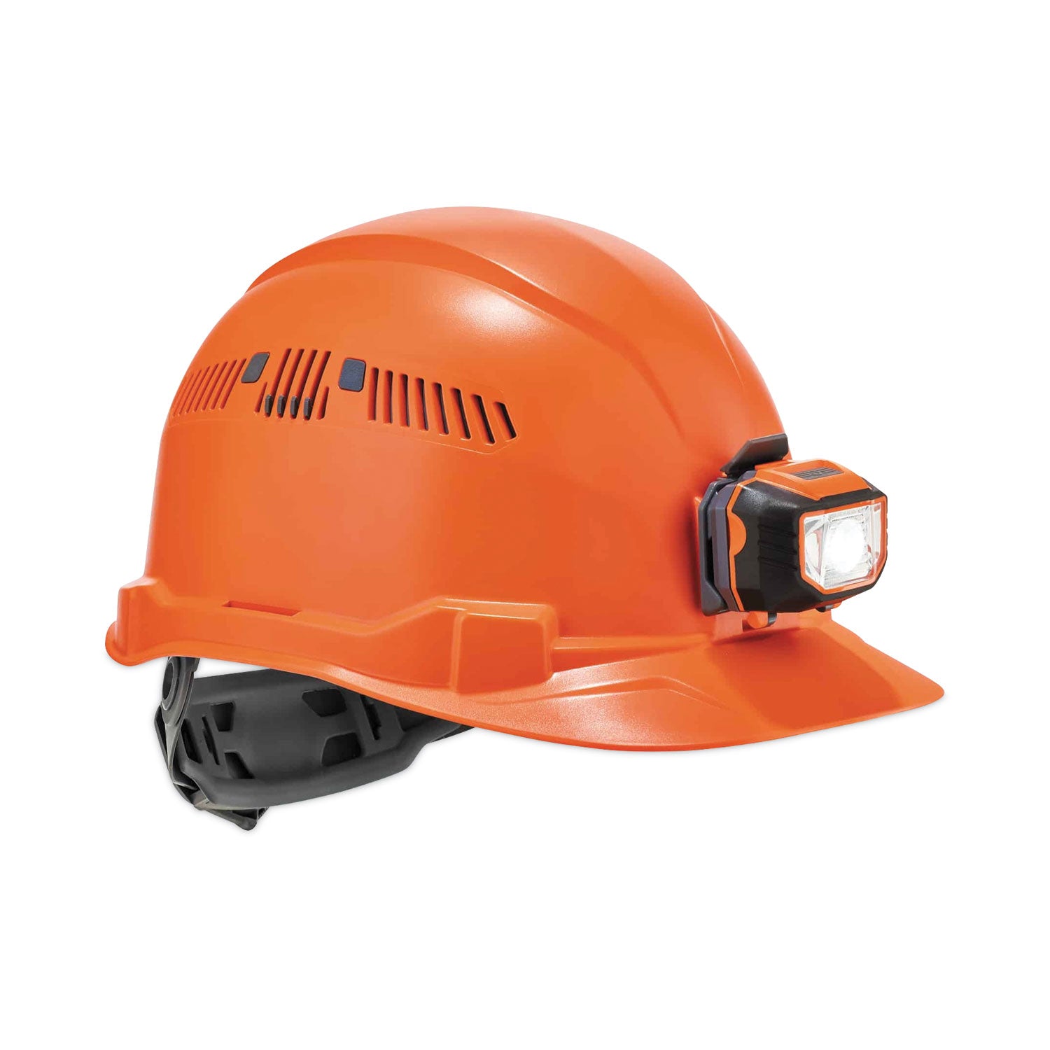 Ergodyne Skullerz 8972LED Cap-Style Hard Hat with LED Light, Vented, Adjustable Ratchet, Removable Sweatband, Orange, 1 Each