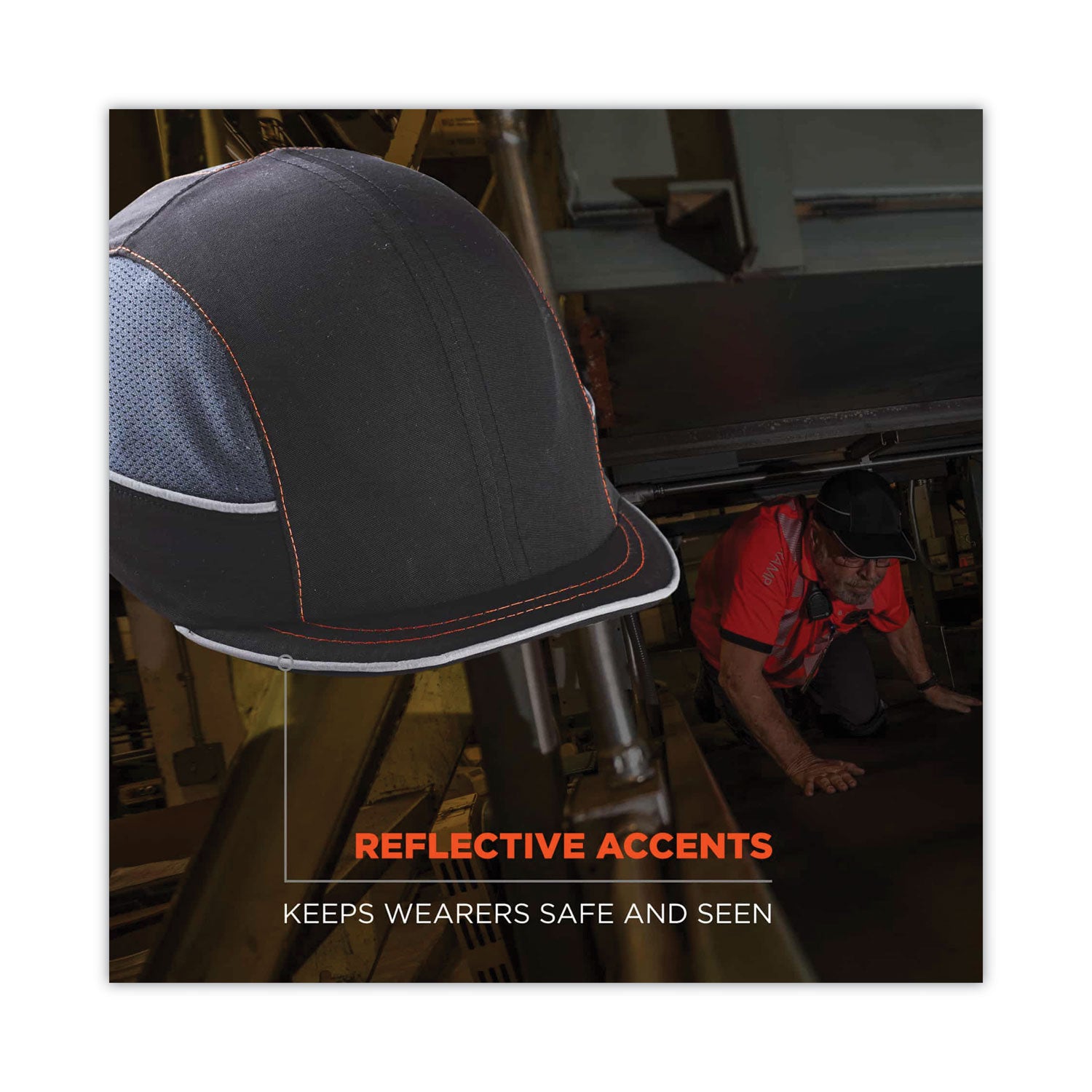 Ergodyne 8950 Bump Cap Hat - Recommended for: Industrial, Mechanic, Factory, Home, Baggage Handling - Bump, Scrape, Head Protection - Black - Comfortable, Impact Resistant, Machine Washable, Removable - 1 Each