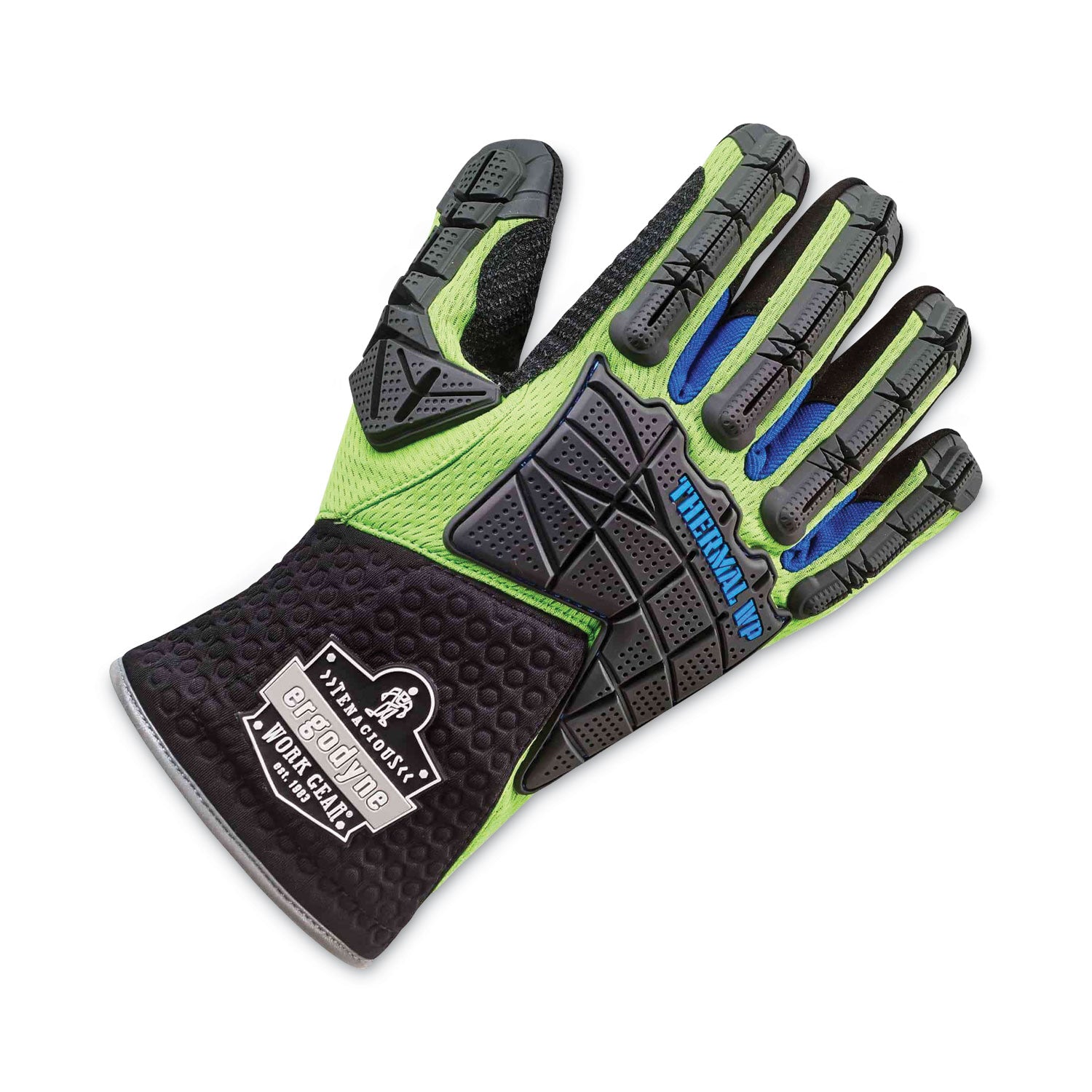 Ergodyne ProFlex 925WP Performance DIR Thermal WP Gloves, Large, Lime, Impact Resistant, Waterproof, Reinforced Thumb & Index Finger, Reflective Binding, Pull-on Tab, Cold Resistant, 2 Pairs