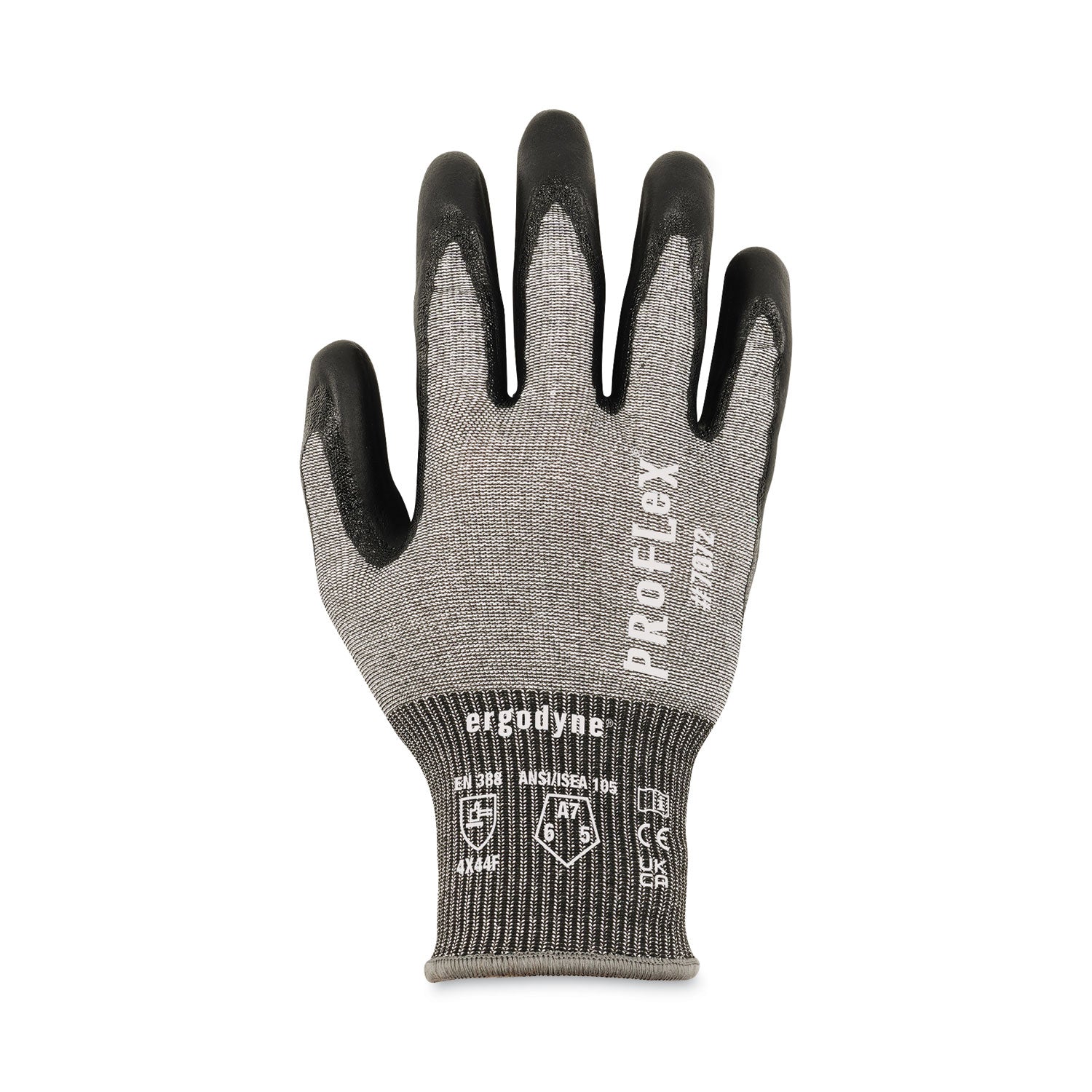 Ergodyne ProFlex 7072 Nitrile-Coated Cut-Resistant Gloves, Medium, Gray, ANSI A7, 18-Gauge, Dual Layer, Machine Washable, Non-slip, Breathable, 2 Pairs per Pack
