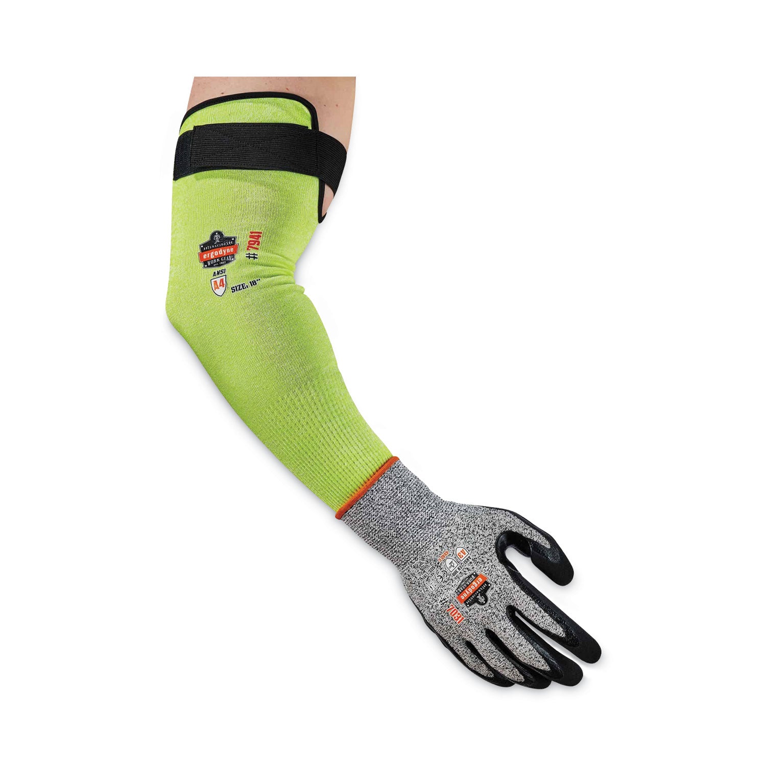 Ergodyne ProFlex 7941 Cut-Resistant Protective Arm Sleeve Pair, 5.25" Length, Lime, Yarn, Cut Resistant, Moisture Wicking, Adjustable Fit, High Visibility, Heat Resistant, Machine Washable, 144 Pairs/Carton