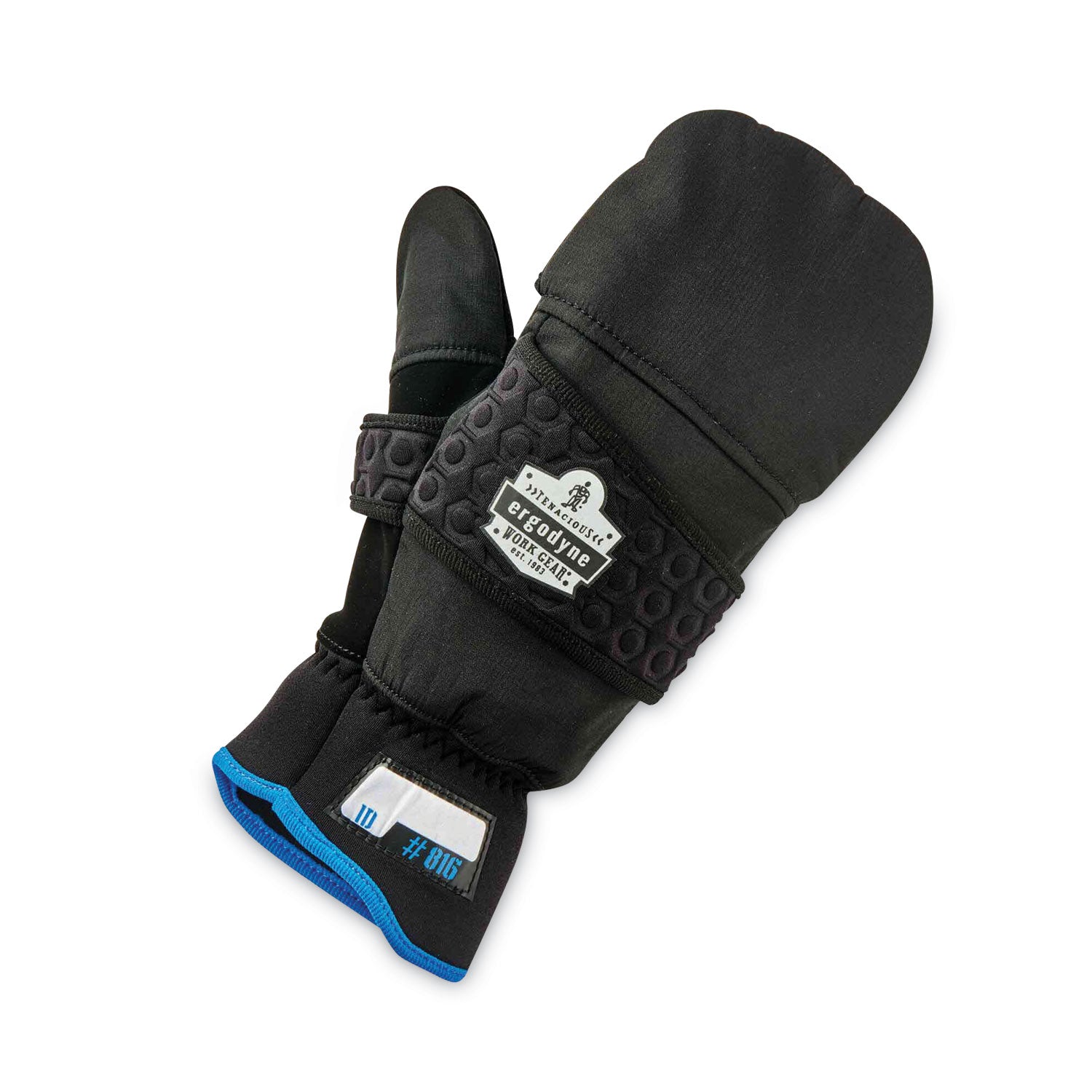 Ergodyne ProFlex 816 Thermal Flip-Top Gloves, Medium, Black, 3" Thick, 11.5" Length, Weather & Cold Resistant, Reinforced Palm & Thumb, Reflective Accent, Machine Washable, 2 Pairs