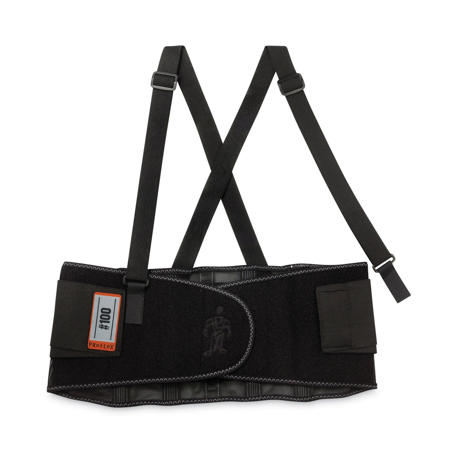 Ergodyne ProFlex 100 Economy Back Support Brace - 38" to 42" Waist Size - Black - 280D Spandex, Rubber, Polypropylene - 1 Each