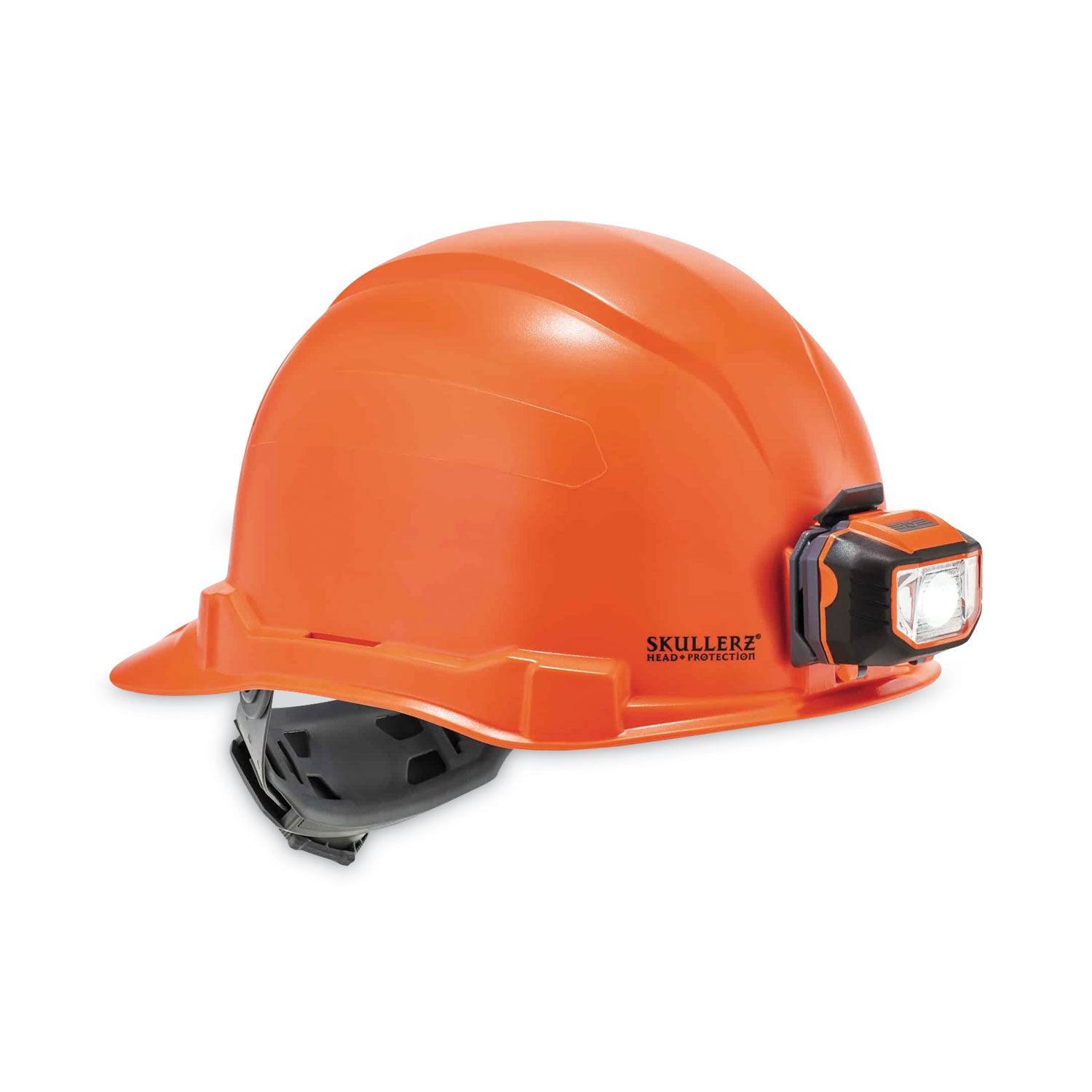 Ergodyne Skullerz 8970LED Cap Style Hard Hat with LED Light, Adjustable Ratchet, Removable Sweatband, Orange, Lightweight, Heavy Duty, 1 Each