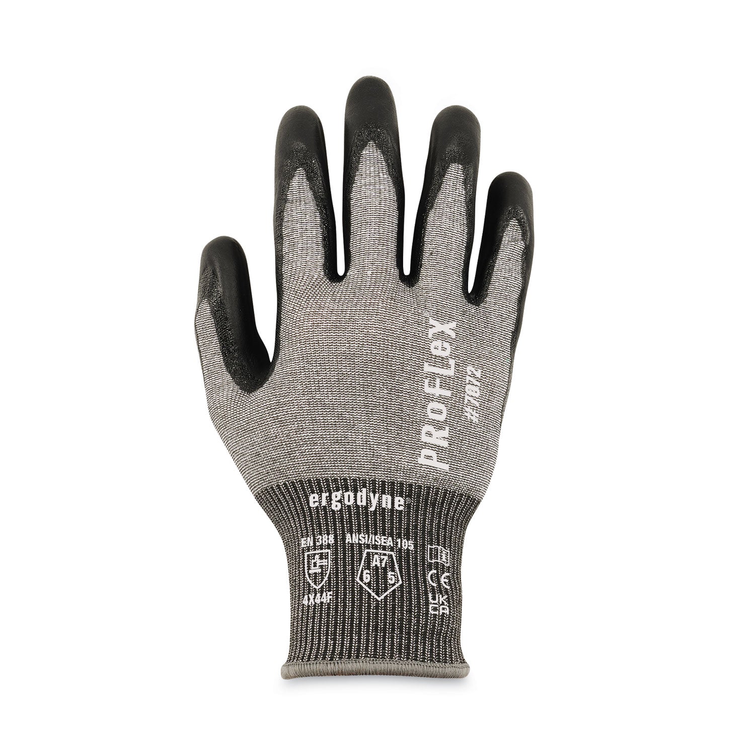 Ergodyne ProFlex 7072 Nitrile-Coated Cut-Resistant Gloves, Small, Gray, ANSI A7, 18-Gauge, Dual Layer, Machine Washable, Non-slip Grip, 2 Pairs per Pack
