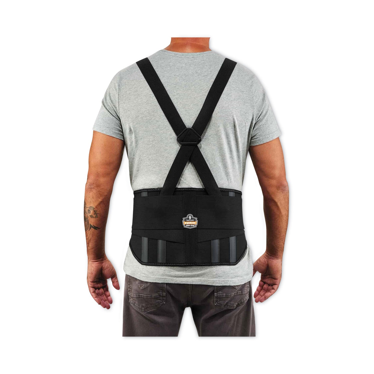 Ergodyne ProFlex 1600 Standard Back Support Brace - 30" to 34" Waist Size - Black - Elastic, Polypropylene, Rubber - 1 Each