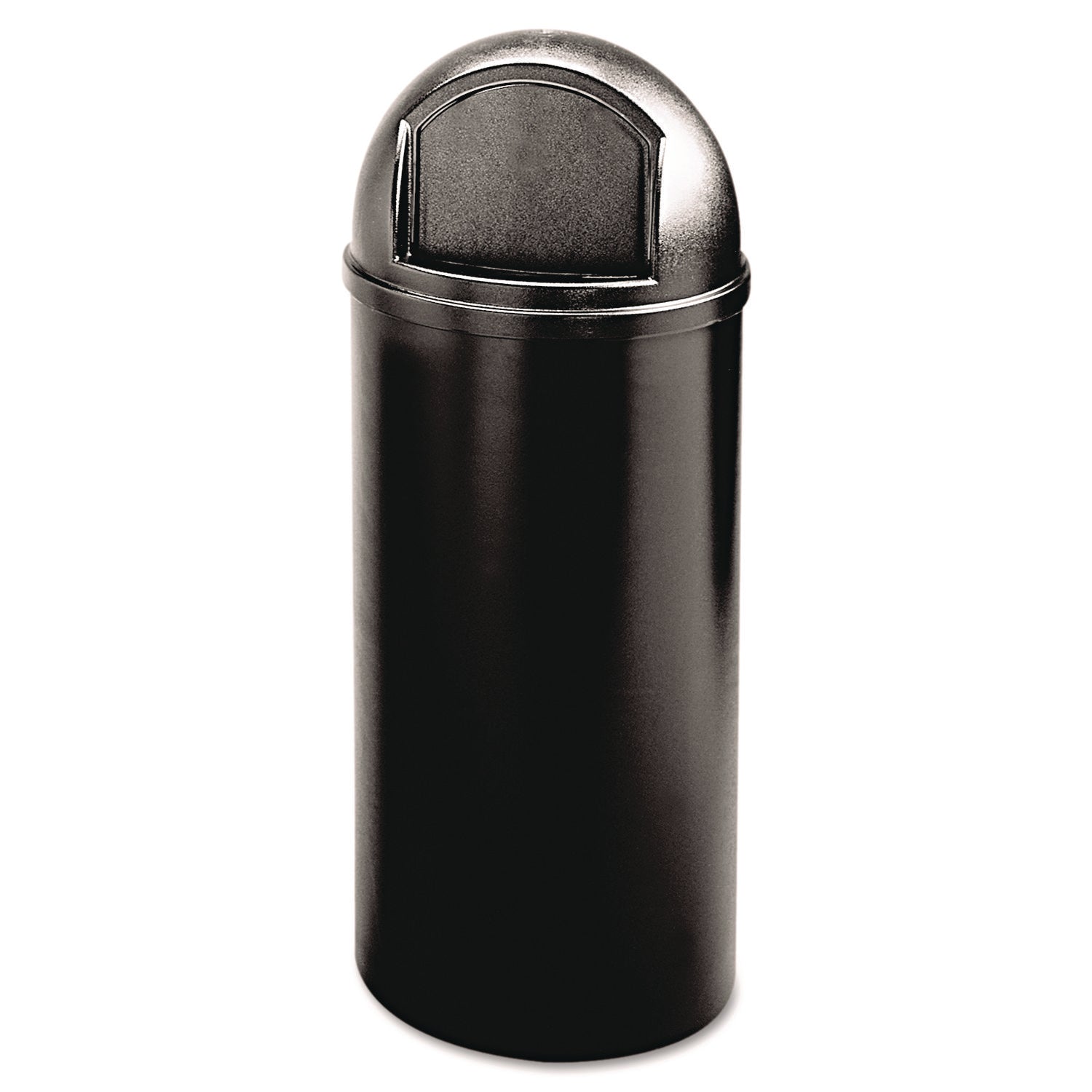 Rubbermaid Commercial Marshal Classic Container - Push Door Opening - 15 gal Capacity - Round - Fire Resistant - Durable, Scratch Resistant - 36.5" Height x 15.4" Diameter - Polyethylene, Plastic - Black - 1 Each