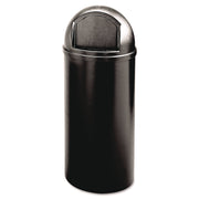 Rubbermaid Commercial Marshal Classic Container - Push Door Opening - 15 gal Capacity - Round - Fire Resistant - Durable, Scratch Resistant - 36.5" Height x 15.4" Diameter - Polyethylene, Plastic - Black - 1 Each
