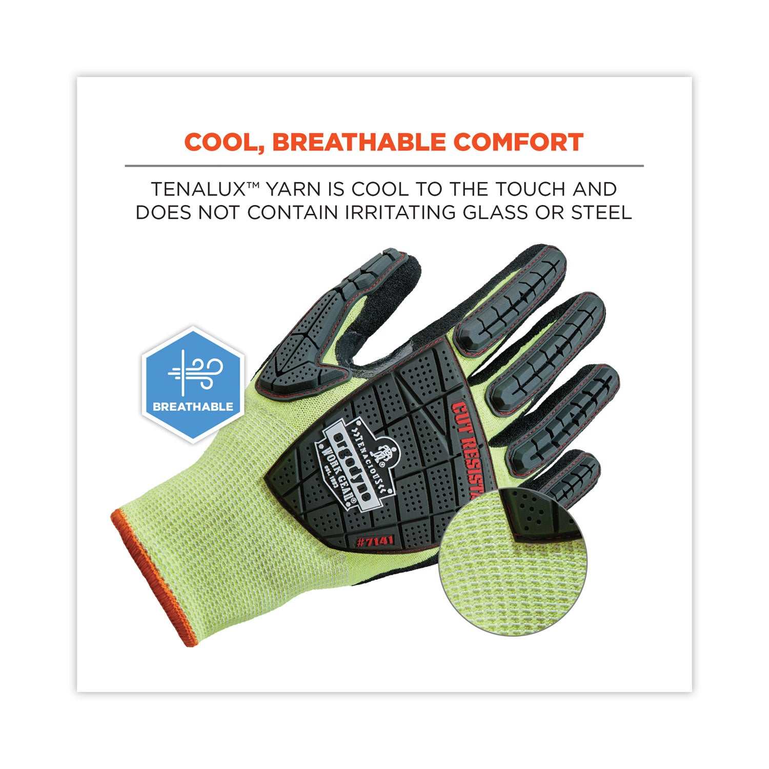 Ergodyne ProFlex 7141 Nitrile-Coated DIR Level 4 Cut-Resistant Gloves, Medium, Lime, 1.75" Thick, 10" Length, 2 Pairs per Pack, 72 Packs per Carton