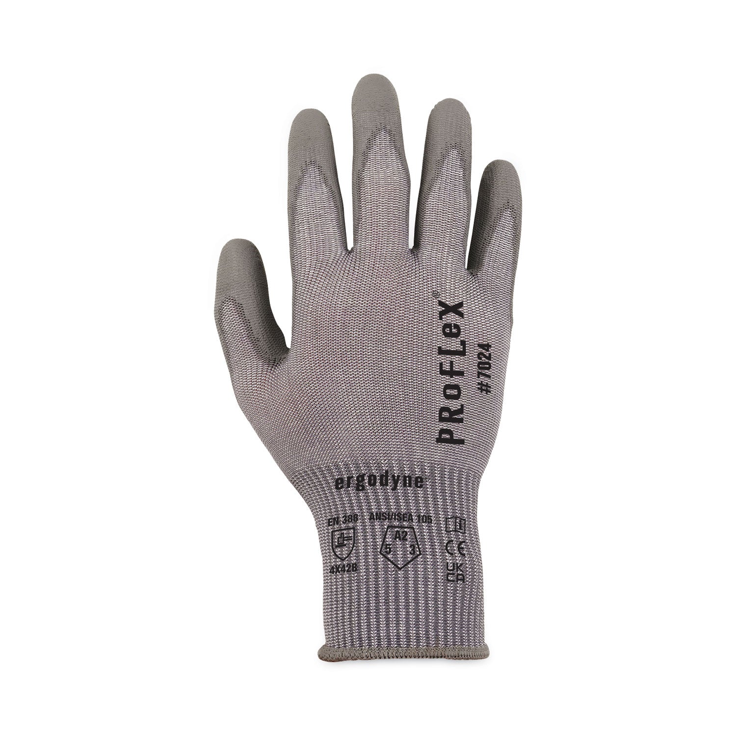 Ergodyne 7024 PU-Coated Cut-Resistant Gloves, X-Large, Gray, Touchscreen Capable, Polyurethane Palm, HPPE/Nylon Spandex, 13-Gauge, 2 Pairs per Pack
