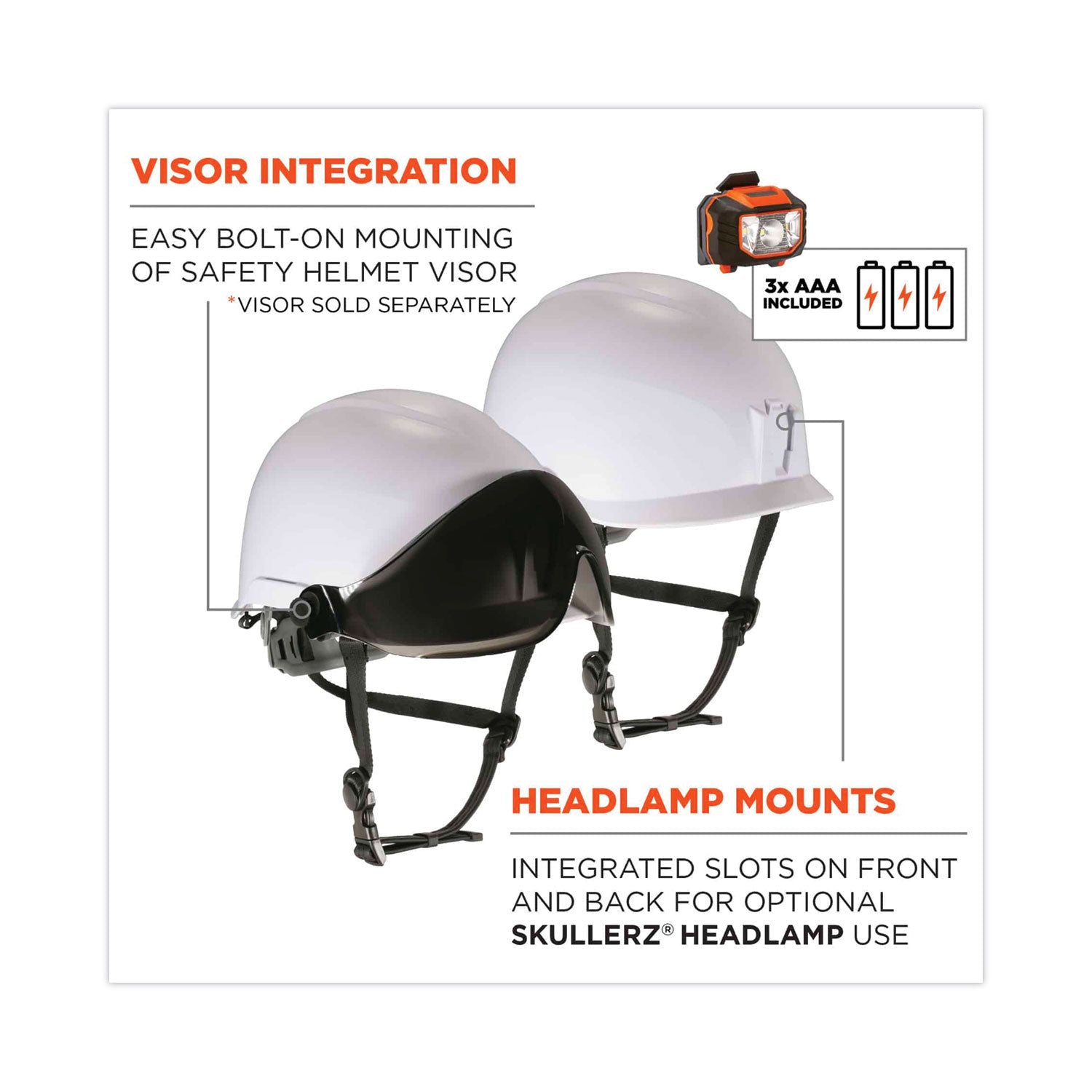 Ergodyne 8974LED Class E Safety Helmet, White, White