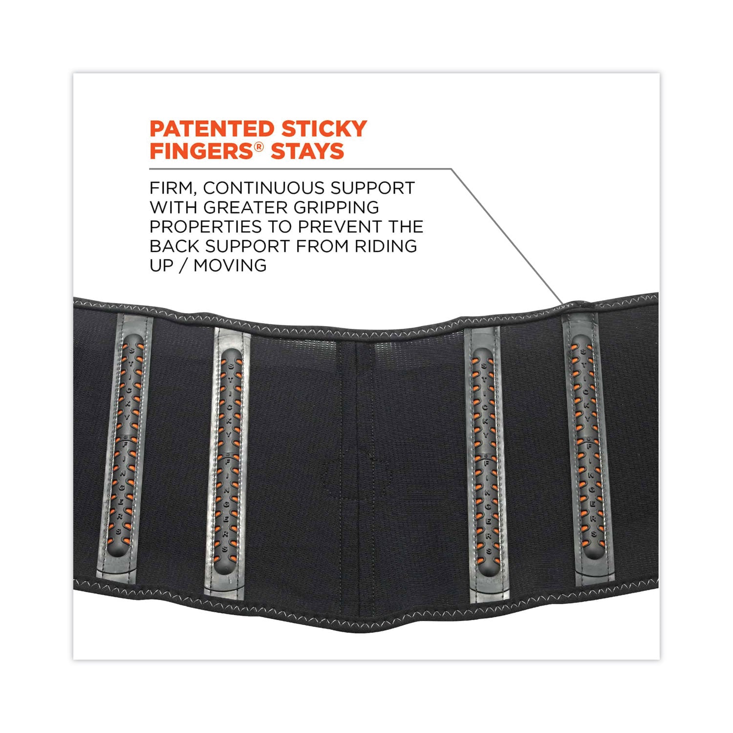 Ergodyne ProFlex 1100SF Spandex Back Support Brace - 42" to 46" Waist Size - Black - Spandex, Elastic - 1 Each