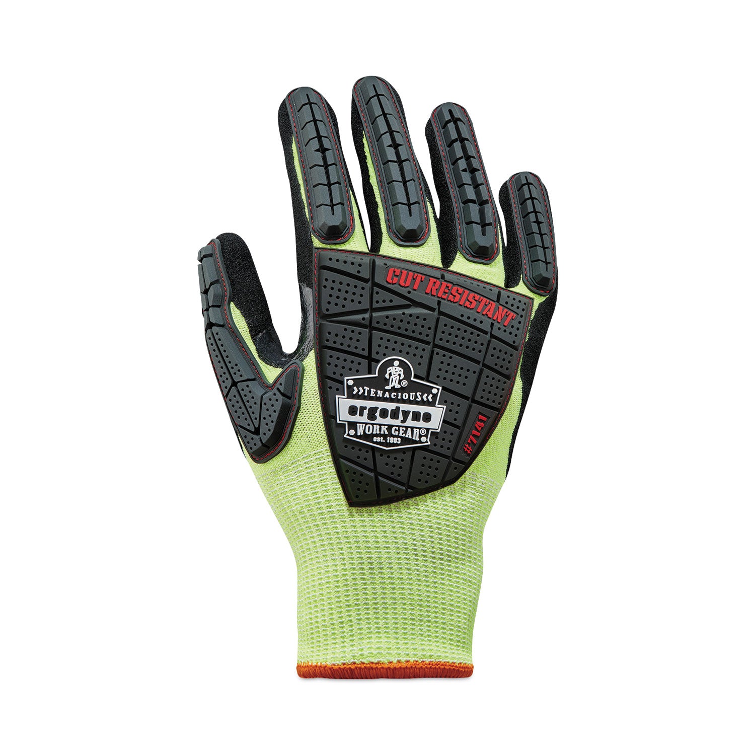 Ergodyne ProFlex 7141 Nitrile-Coated DIR Level 4 Cut-Resistant Gloves, Small, Lime, 1.75" Thick, 10" Length, 2 Pairs per Pack, 72 Packs per Carton