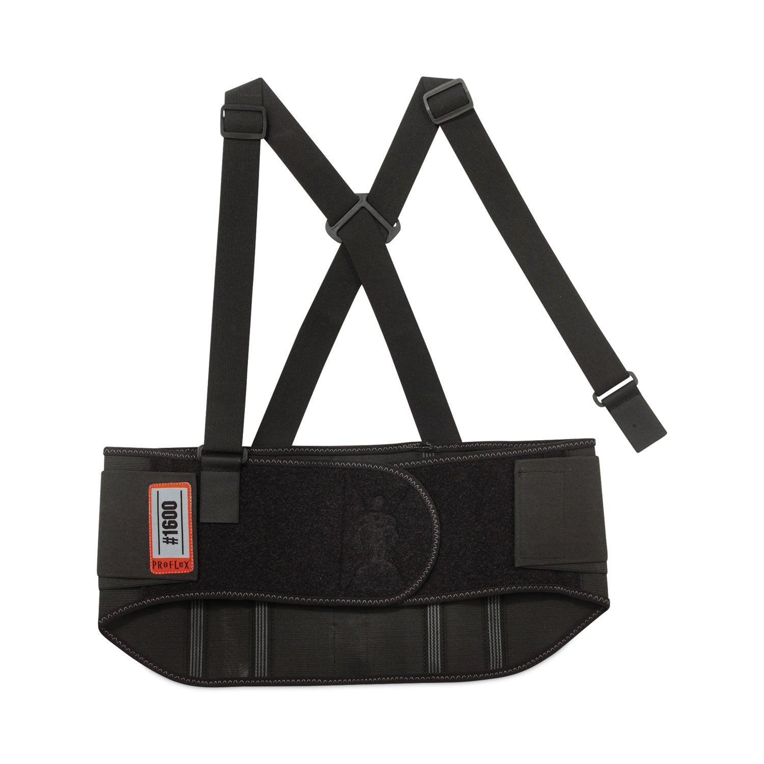 Ergodyne ProFlex 1600 Standard Back Support Brace - 38" to 42" Waist Size - Black - Elastic, Polypropylene, Rubber - 1 Each