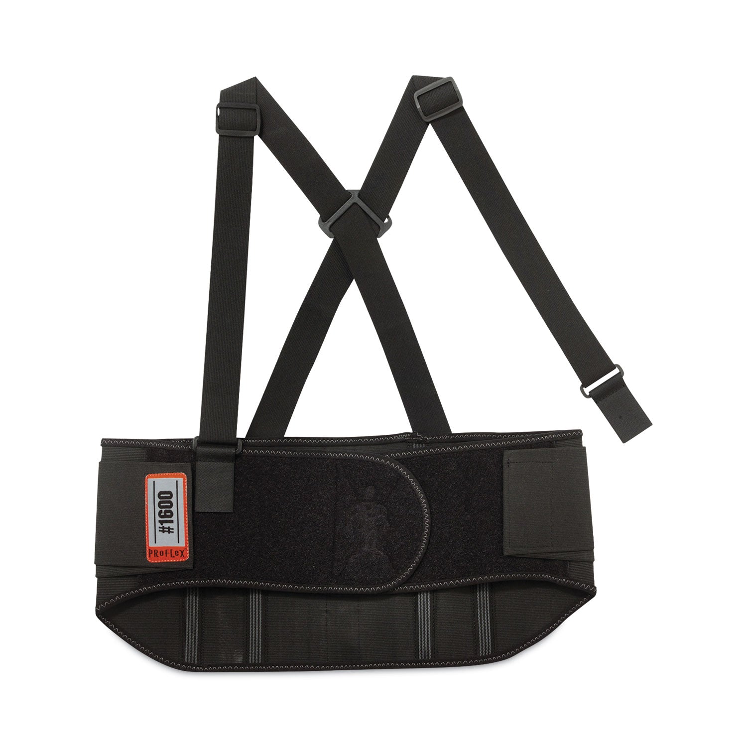 Ergodyne ProFlex 1600 Standard Back Support Brace - 46" to 52" Waist Size - Black - Elastic, Polypropylene, Rubber - 1 Each