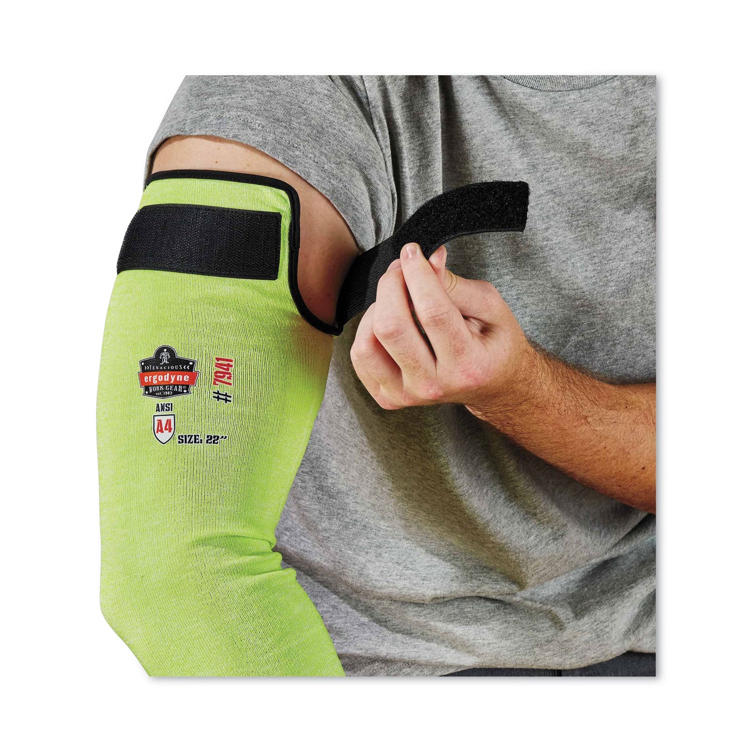 Ergodyne ProFlex 7941 Cut-Resistant Protective Arm Sleeve Pair, 22" Length, Lime, Kevlar Yarn, Machine Washable, Heat Resistant, Moisture Wicking, High Visibility, Adjustable Fit, 2 Sleeves per Pair