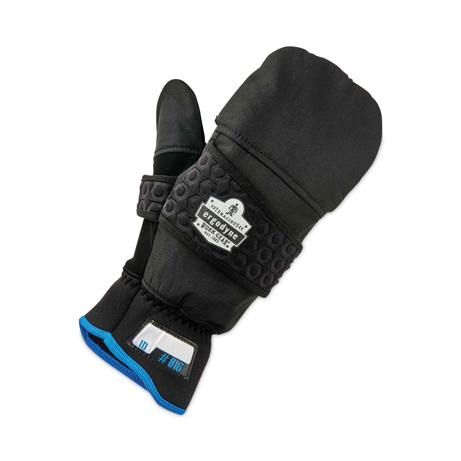 Ergodyne ProFlex 816 Thermal Flip-Top Gloves, Extra Large, Black, 3" Thickness, 12" Length, Weather & Cold Resistant, Reinforced Palm & Thumb, Reflective Accent, Machine Washable, 2 Pairs