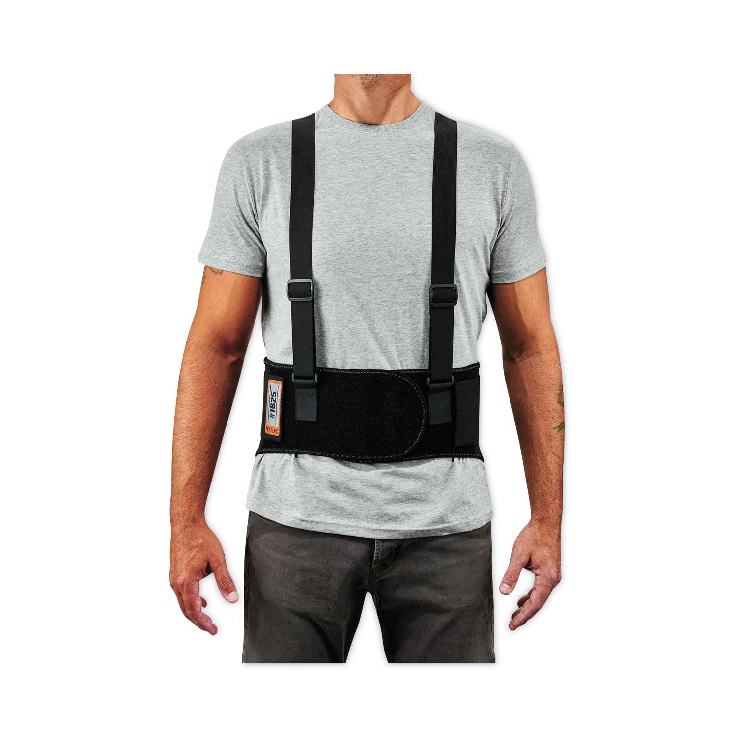 Ergodyne ProFlex 1625 Elastic Back Support Brace - 38" to 42" Waist Size - Black - Elastic, Polypropylene, Rubber - 1 Each
