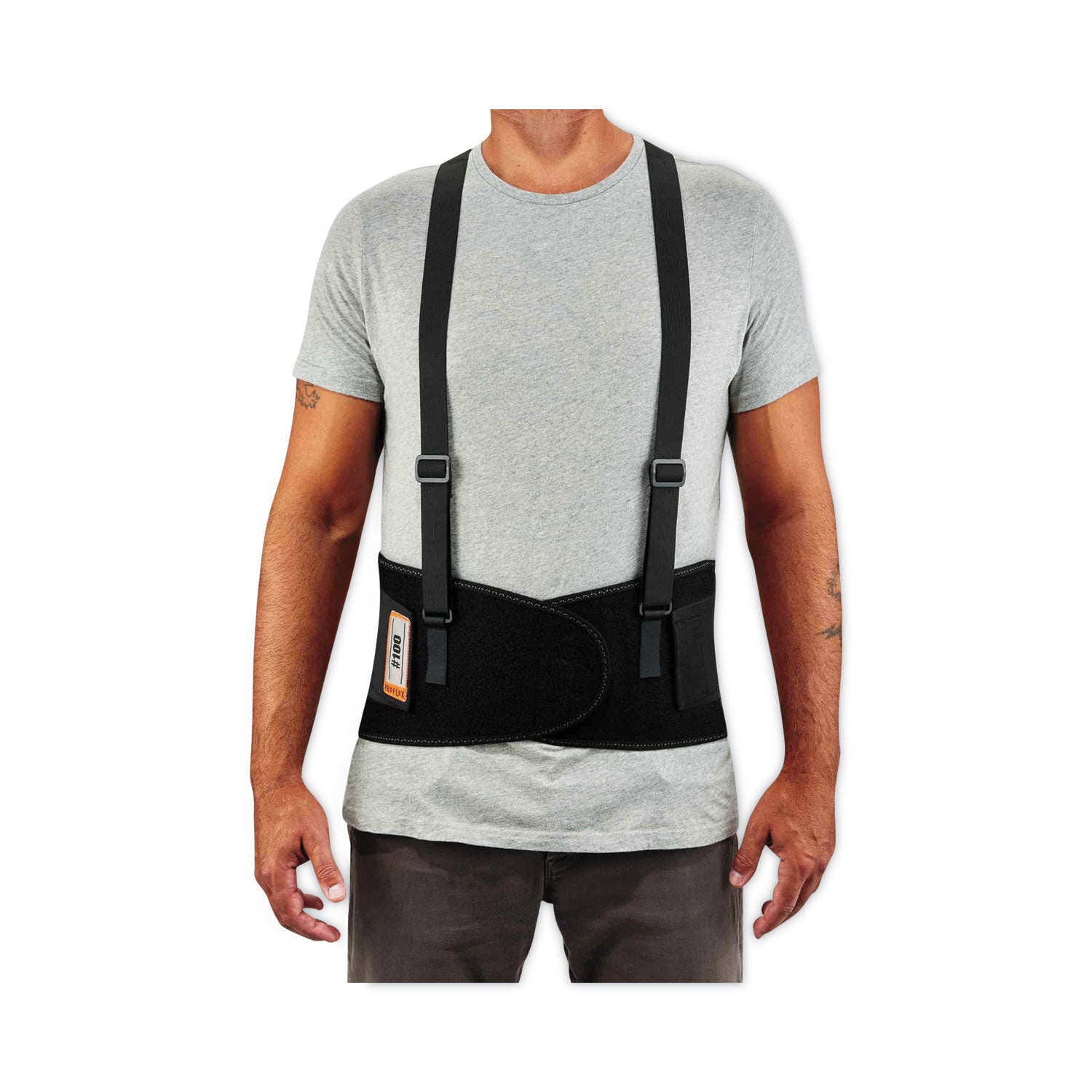 Ergodyne ProFlex 100 Economy Back Support Brace - 25" Waist Size - Black - 280D Spandex, Rubber, Polypropylene - 1 Each