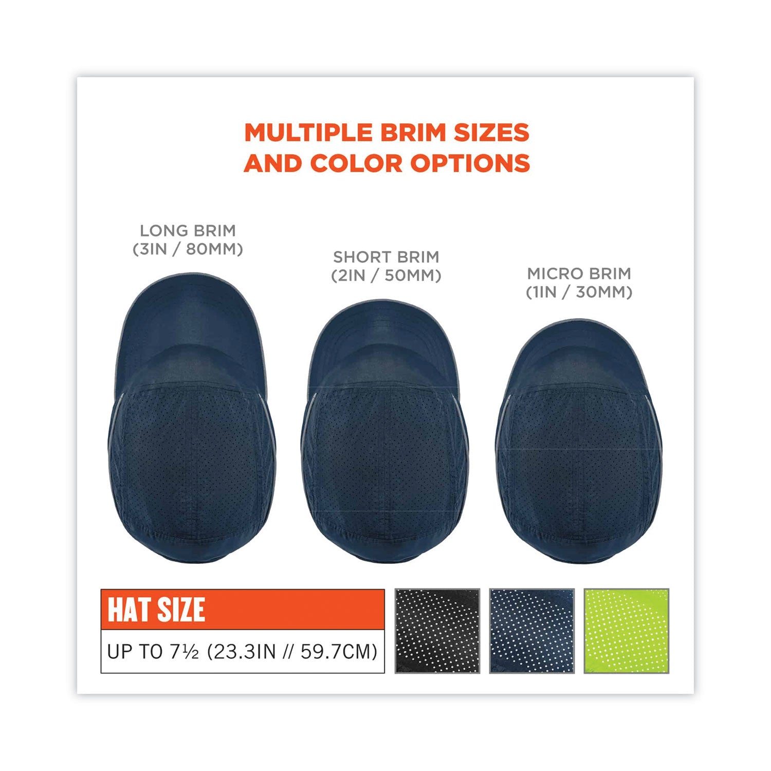 Ergodyne Skullerz 8955 Lightweight Bump Cap Hat, Navy, High-Density Polyethylene Shell, Vented, Reflective, Breathable, Removable Liner, Machine Washable, 1 Each