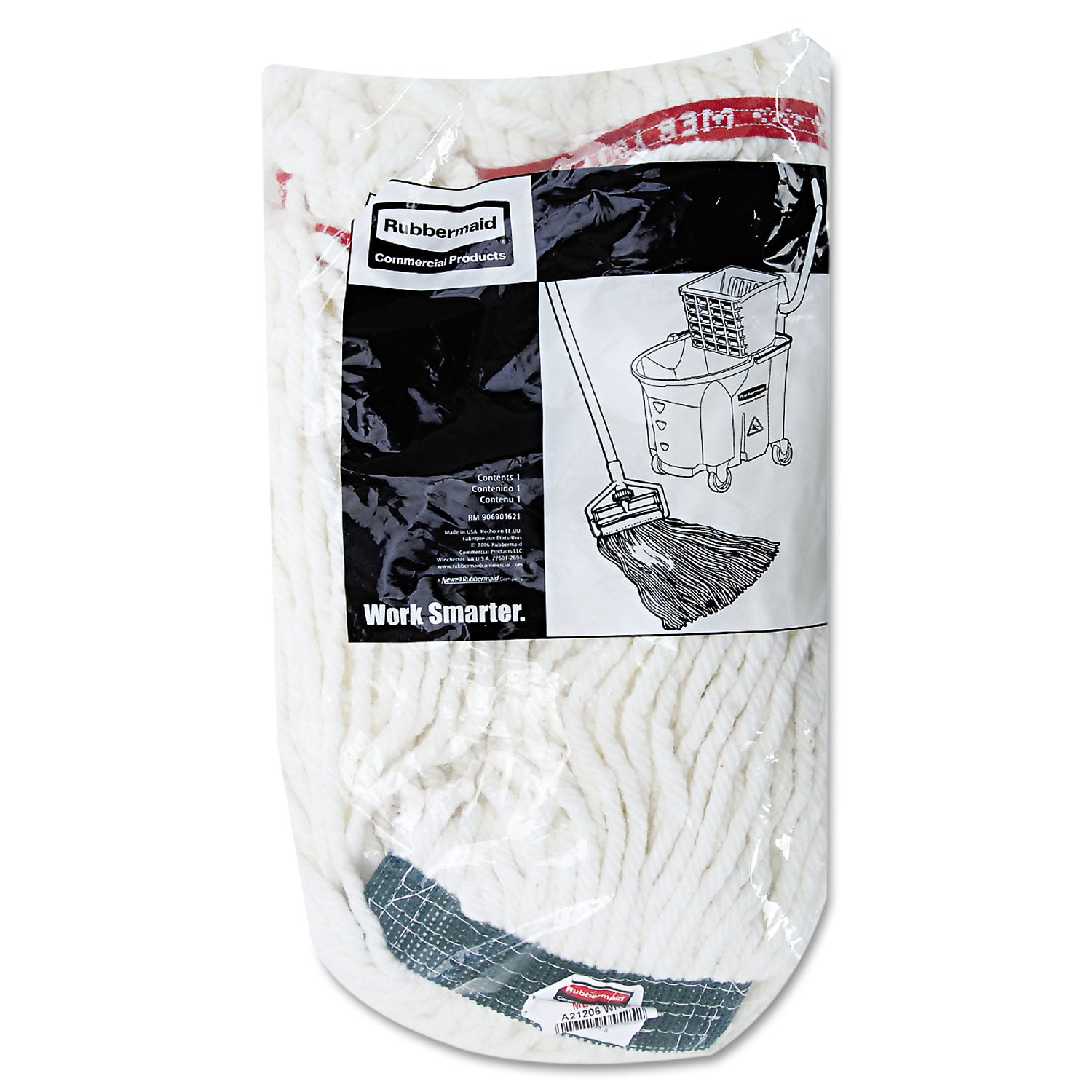 Rubbermaid Commercial Web Foot Shrinkless Wet Mop - Cotton, Synthetic Yarn, PVC - 1 Each