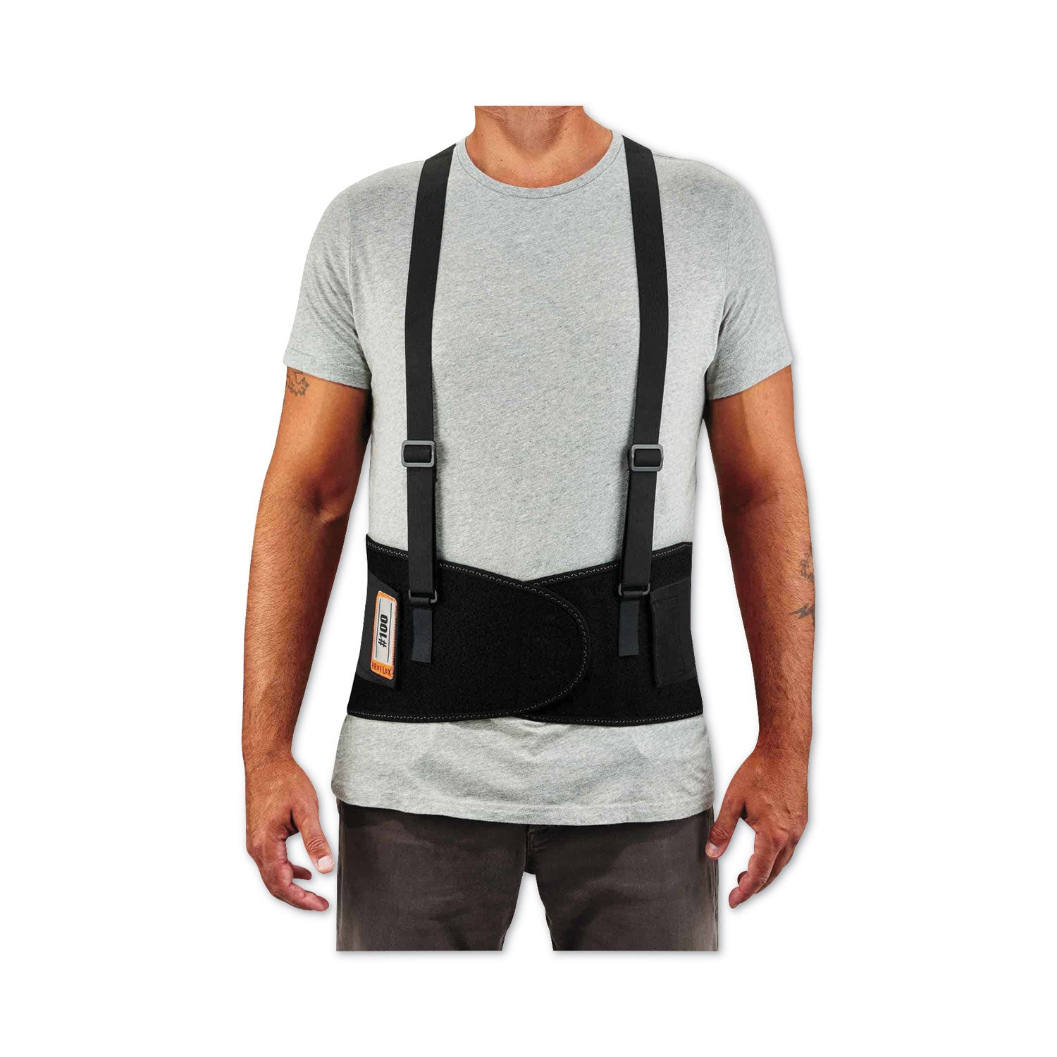 Ergodyne ProFlex 100 Economy Back Support Brace - 42" to 46" Waist Size - Black - 280D Spandex, Rubber, Polypropylene - 1 Each