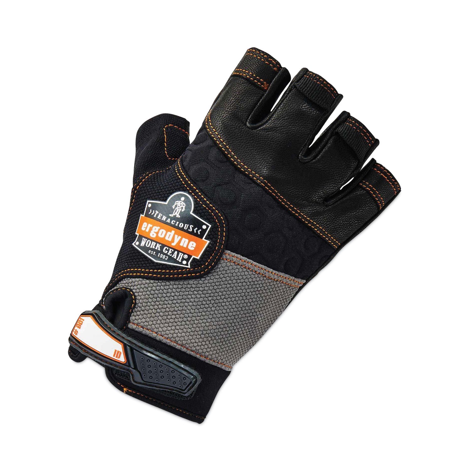 Ergodyne ProFlex 901 Half-Finger Leather Impact Gloves, XXL, Black, 1" Thick, 10.75" Length, Anti-Vibration, Shock & Impact Resistant, Padded Palm, 2 Pairs