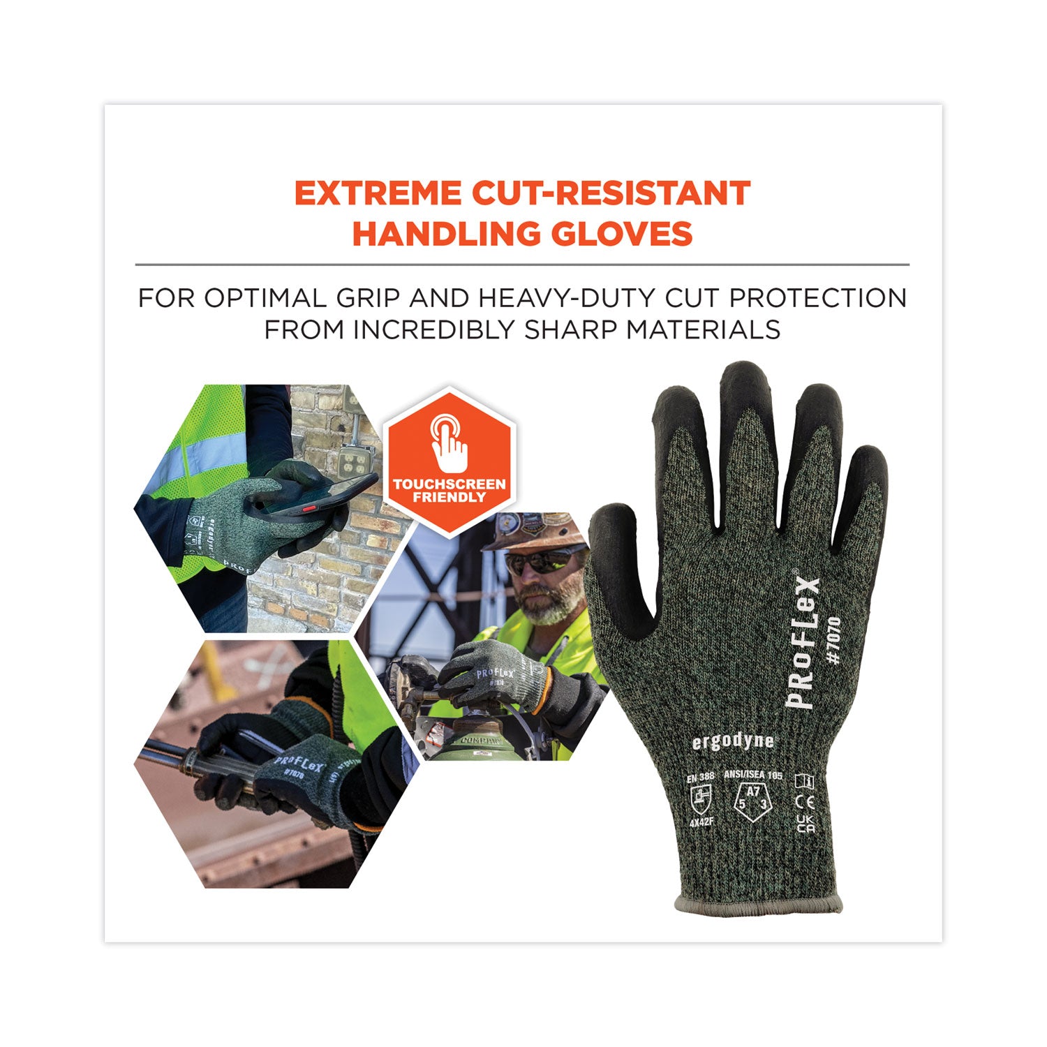 ProFlex 7070 ANSI A7 Nitrile Coated CR Gloves, Green, X-Large, Pair