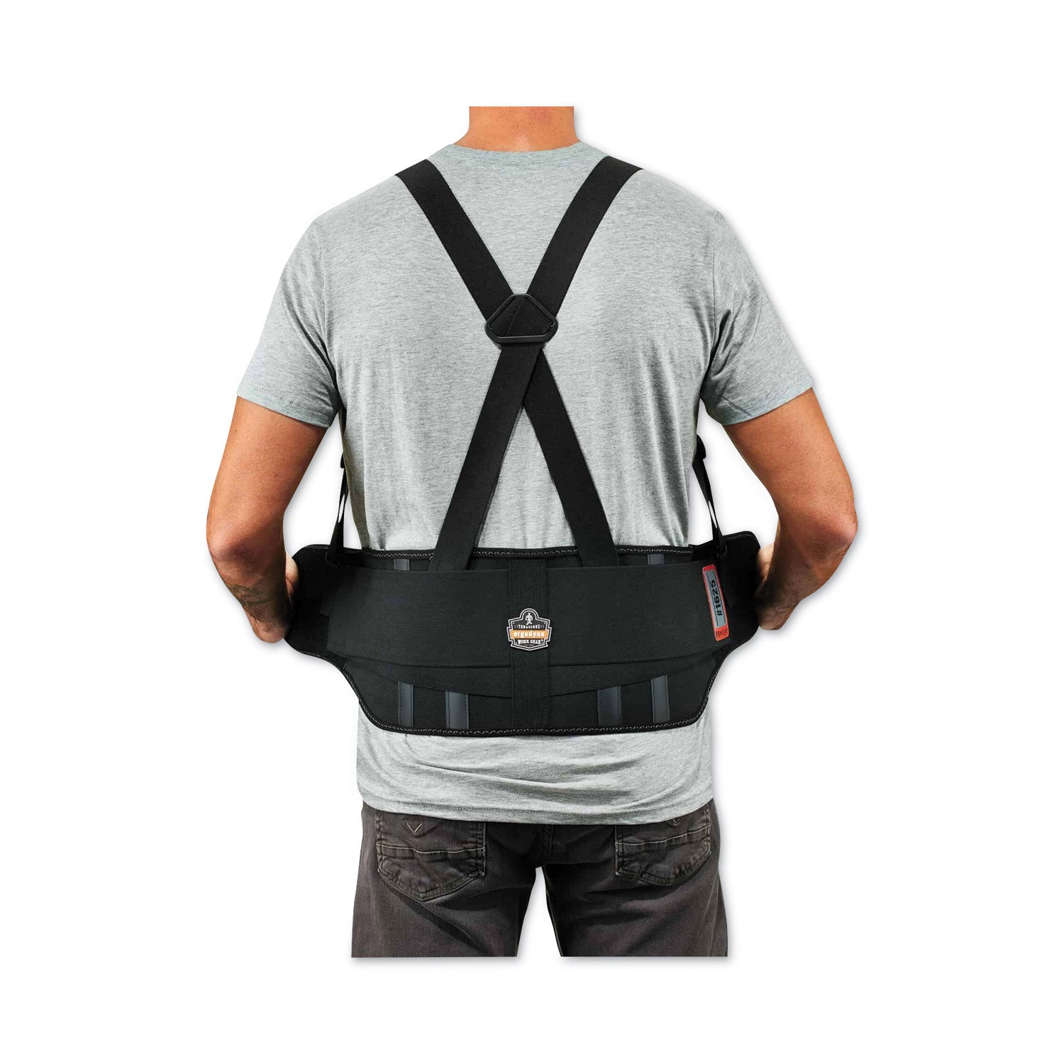 Ergodyne ProFlex 1625 Elastic Back Support Brace - 52" to 58" Waist Size - Black - Elastic, Polypropylene, Rubber - 1 Each