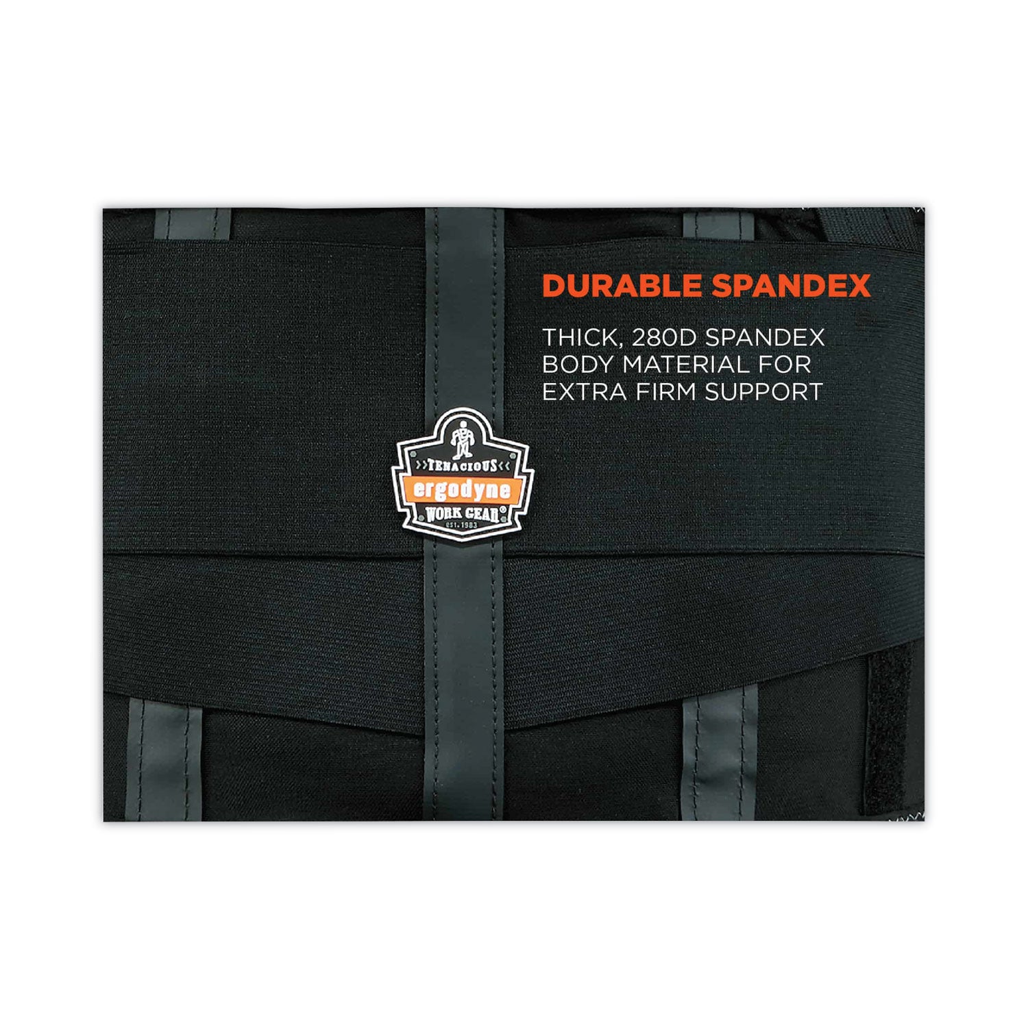 Ergodyne ProFlex 1100SF Spandex Back Support Brace - 25" to 30" Waist Size - Black - 280D Spandex, Elastic - 1 Each