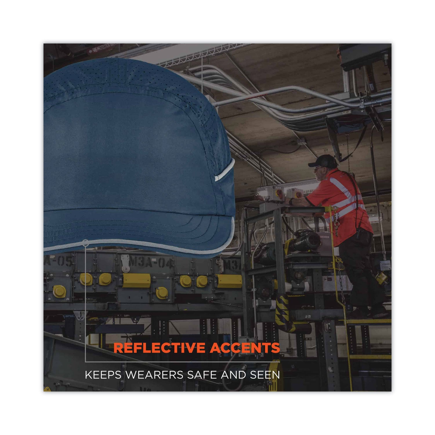 Ergodyne Skullerz 8955 Lightweight Bump Cap Hat, Navy, High-Density Polyethylene Shell, Vented, Reflective, Breathable, Removable, Machine Washable, Impact Resistant, 1 Each