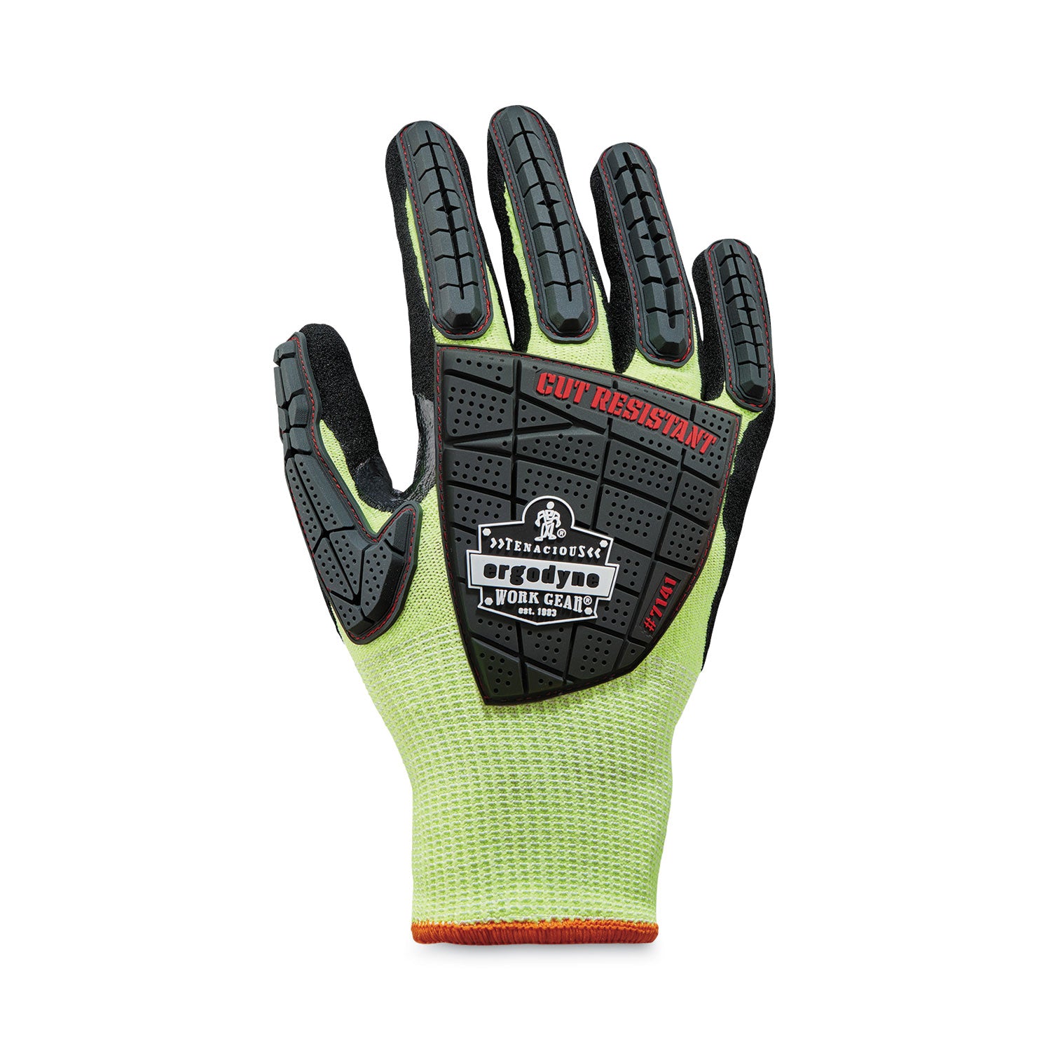 Ergodyne ProFlex 7141 Nitrile-Coated DIR Level 4 Cut-Resistant Gloves, Large, Lime, 1.75" Thick, 11" Length, 2 Pairs, 12 Carton