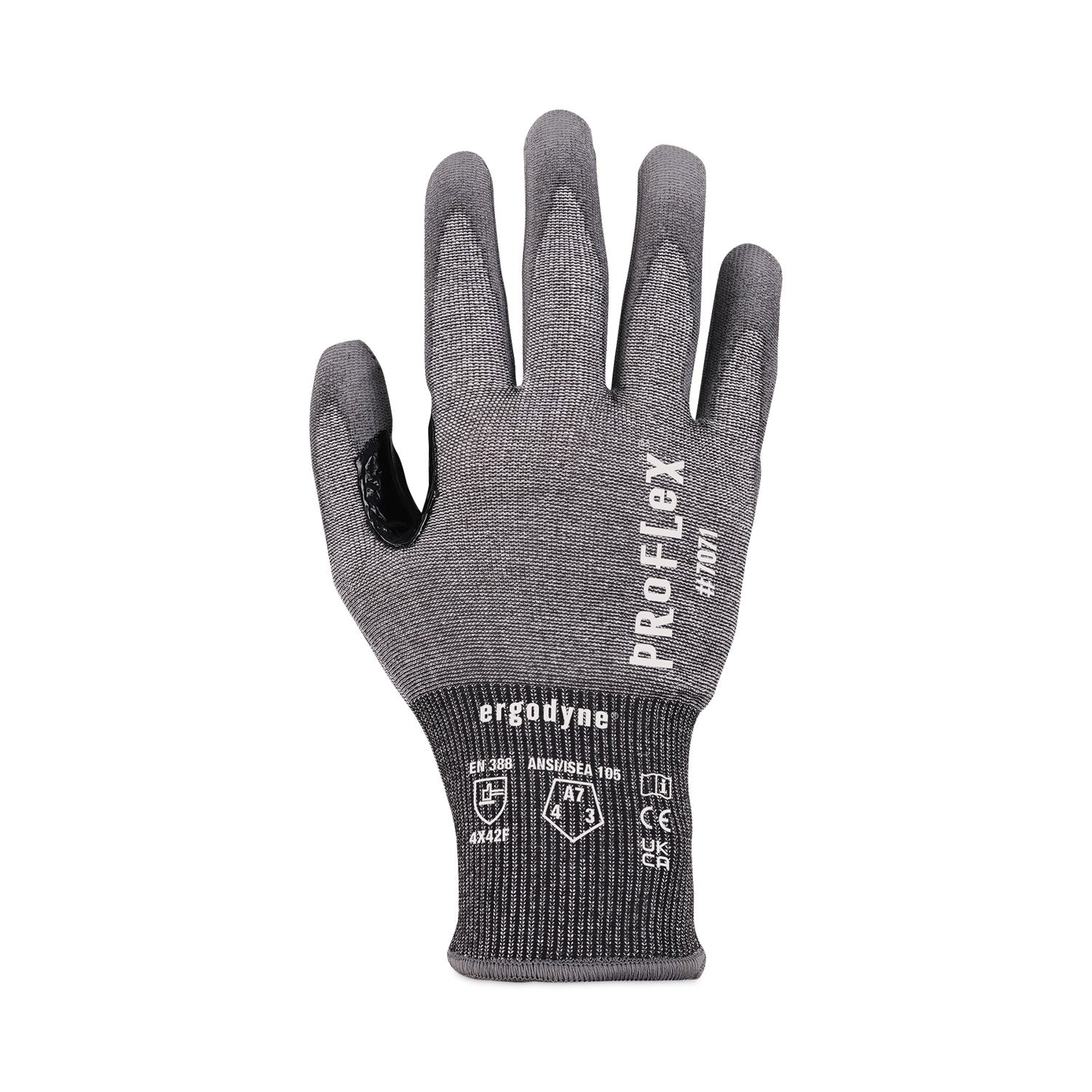 Ergodyne 7071 PU-Coated Cut-Resistant Gloves, Small, Gray, HPPE, Polyurethane Coating, Touchscreen Capable, Reinforced Thumb Saddle, 18-Gauge, ANSI A7, 2 Pairs per Pack
