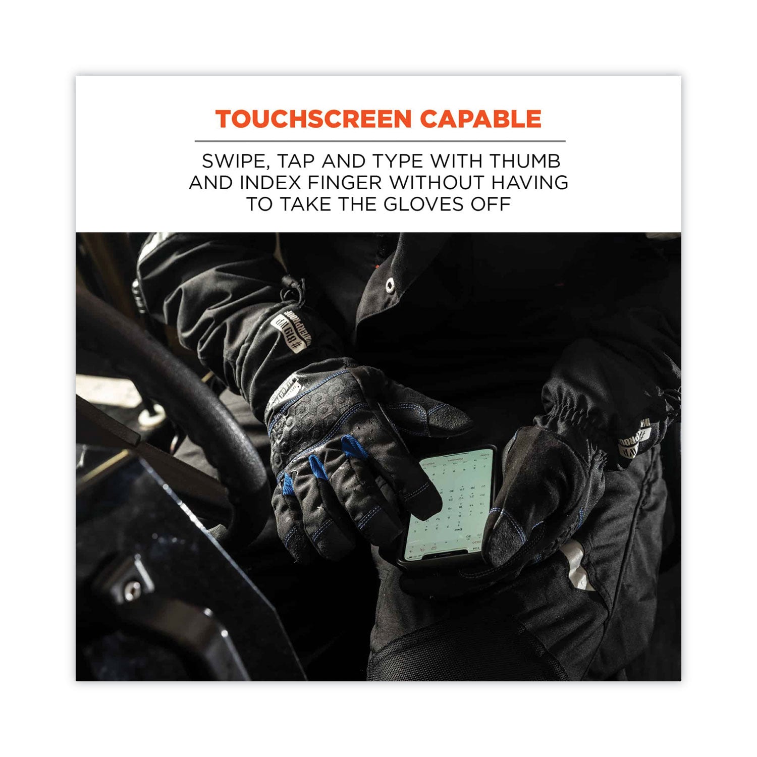Ergodyne ProFlex 819WP Extreme Thermal Waterproof Winter Work Gloves, Large, Black, Touchscreen Capable, 3" Thickness, 13.75" Length, 2 Pairs