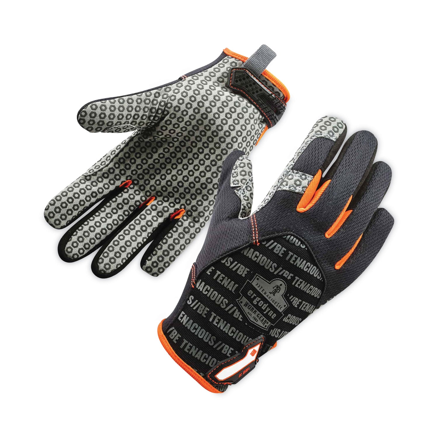 Ergodyne ProFlex 821 Smooth Surface Handling Gloves - 2" Thickness x 12.75" Glove Length - Large Size - Black - Flexible, Comfortable, Breathable, Secure Fit, Molded, Pull-on Tab, ID Tab, Machine Washable - For Handling Goods - 2 / Pair