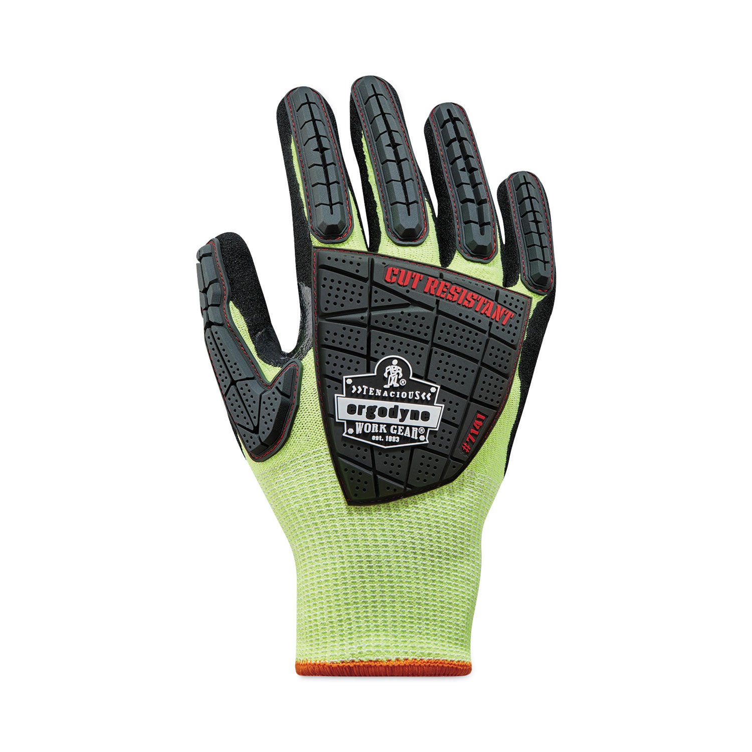 Ergodyne ProFlex 7141 Nitrile-Coated DIR Level 4 Cut-Resistant Gloves, Extra Large, Lime, 1.75" Thick, 10" Length, 2 Pairs per Pack, 72 Packs per Carton
